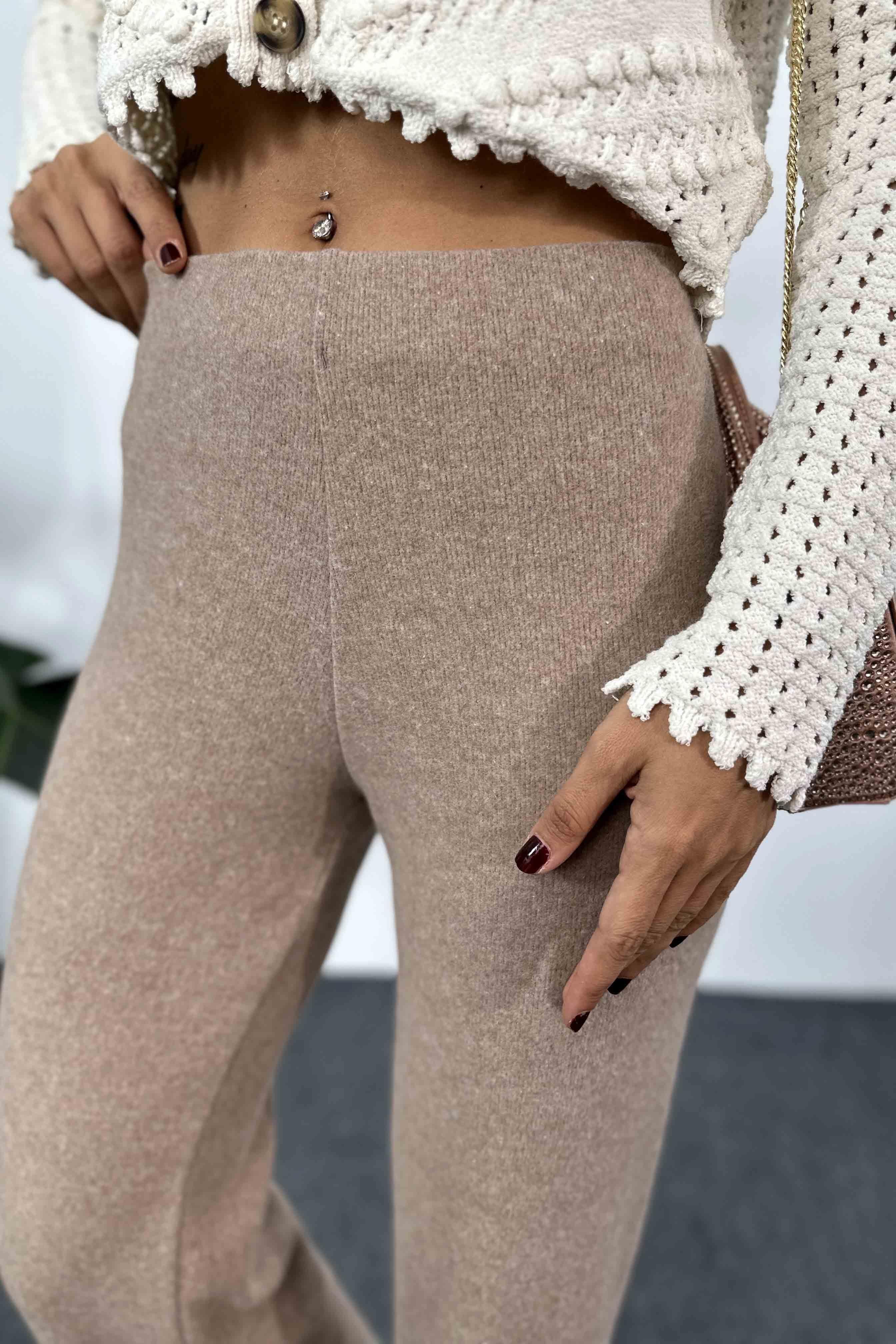 Ribbed Joggers - Taupe