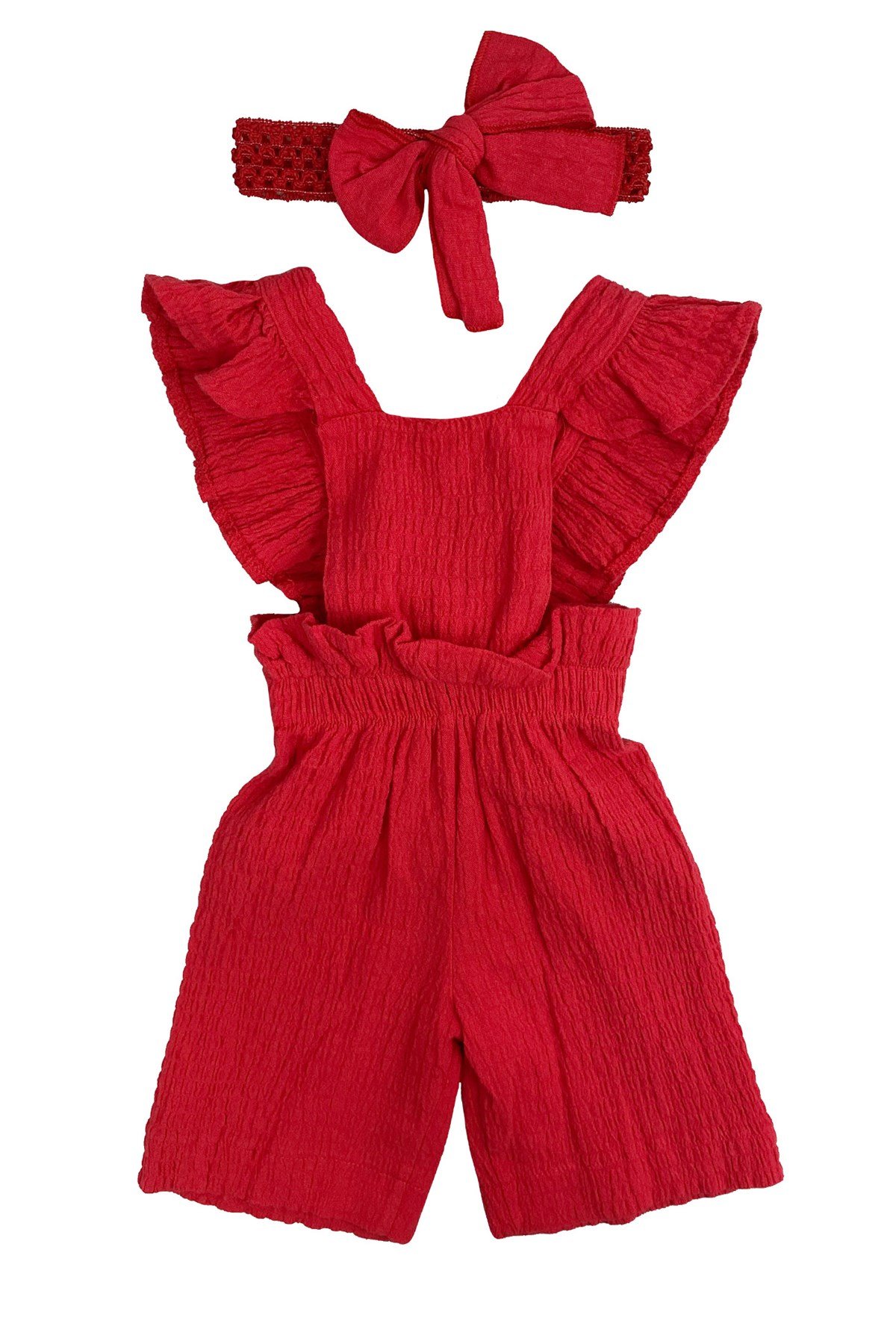 Bandanalı Kız Bebek Tulum Salopet Kırmızı | hansbebe