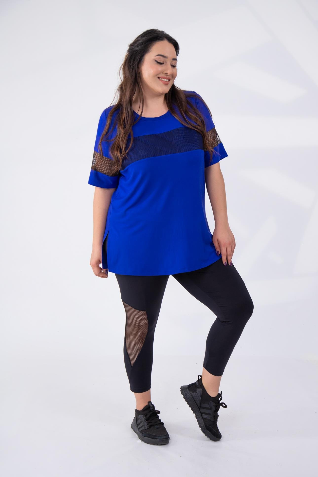 Büyük Beden 1111036 File Detaylı Bluz  Saks