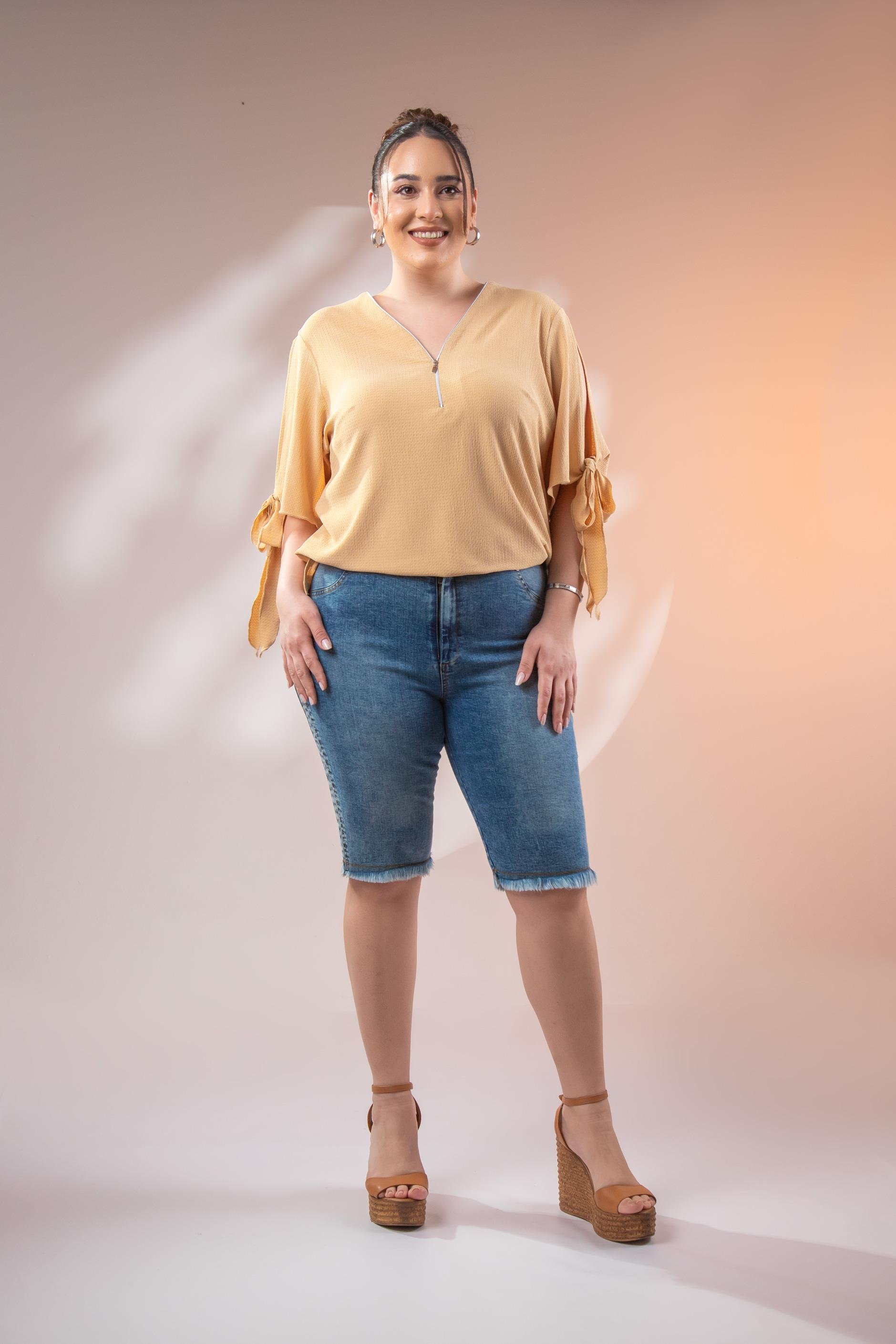 Büyük Beden 1111068 Püsküllü Denim Şort Lacıvert
