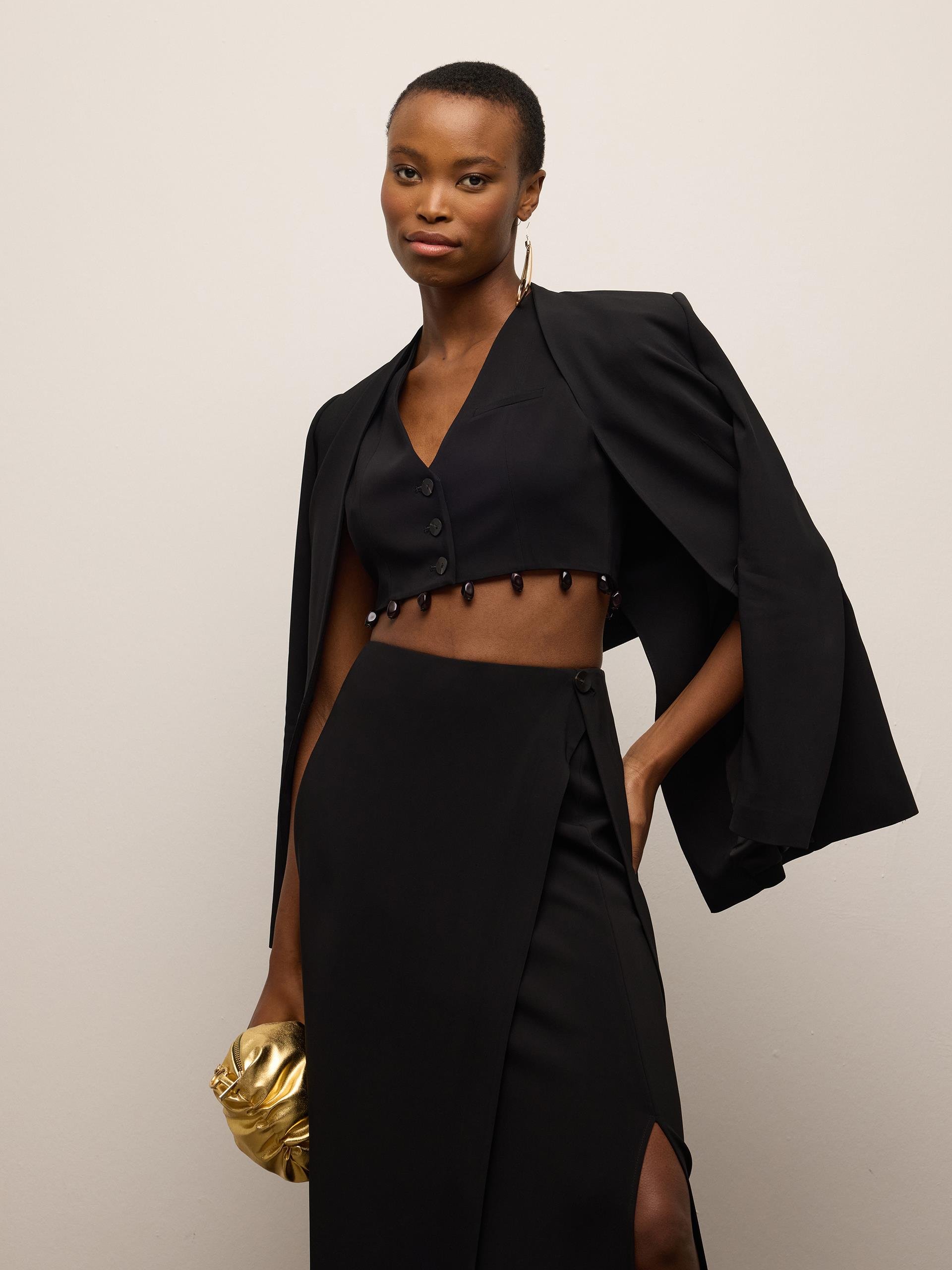 Black pencil skirt buttons online