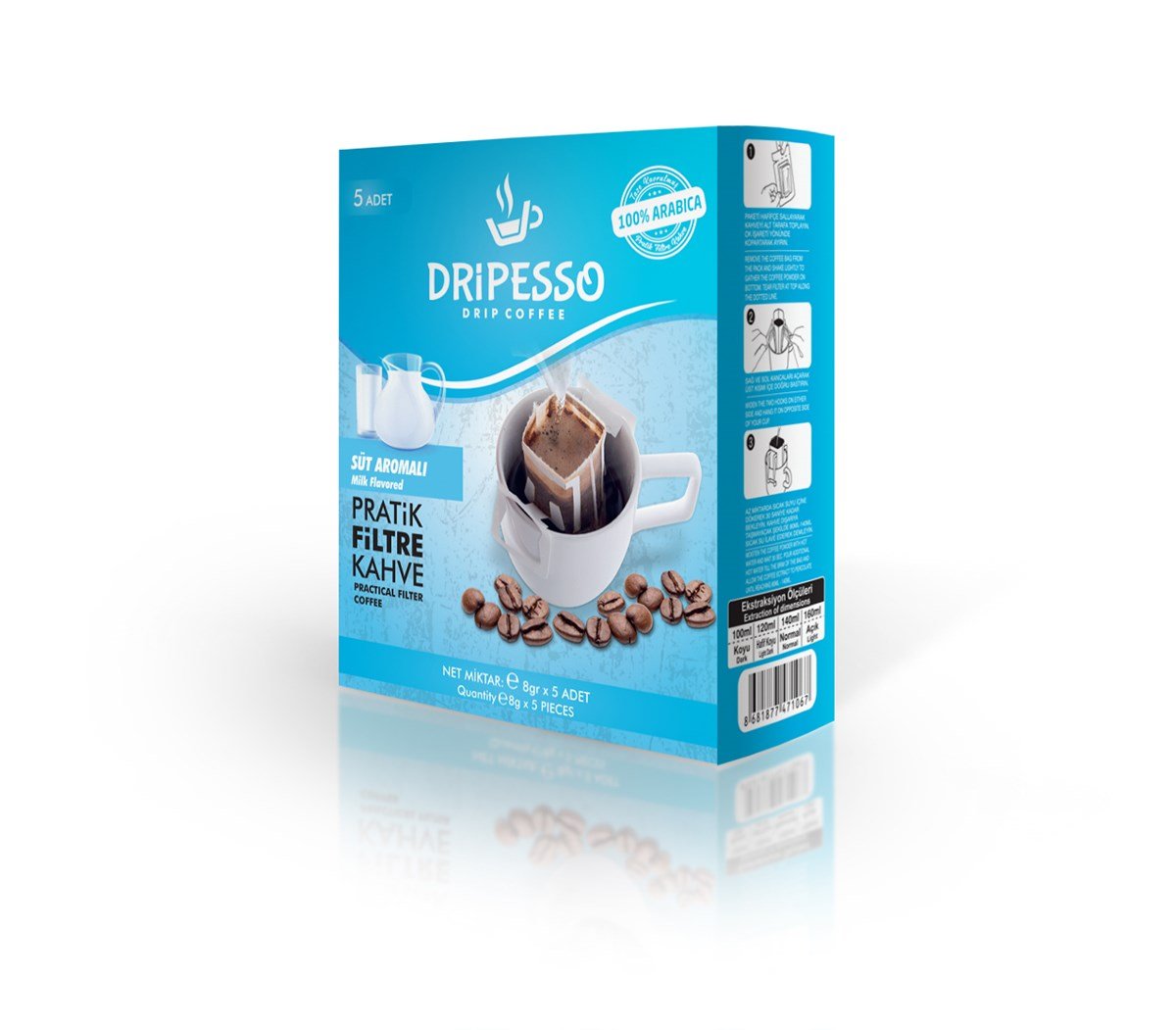 Dripesso Süt Aromalı Pratik Filtre Kahve 15'li Paket