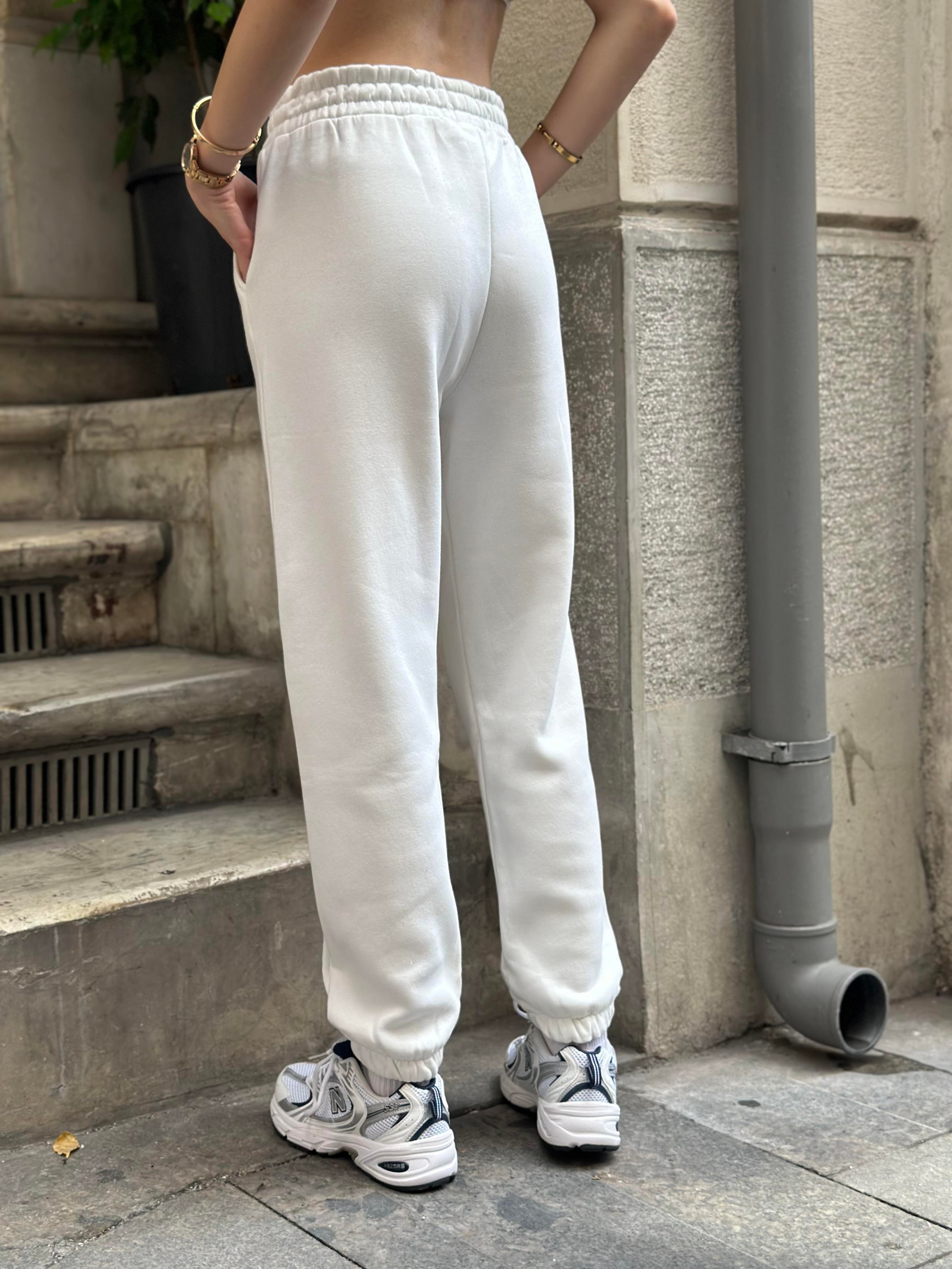 Beyaz Jogger Eşofman Altı
