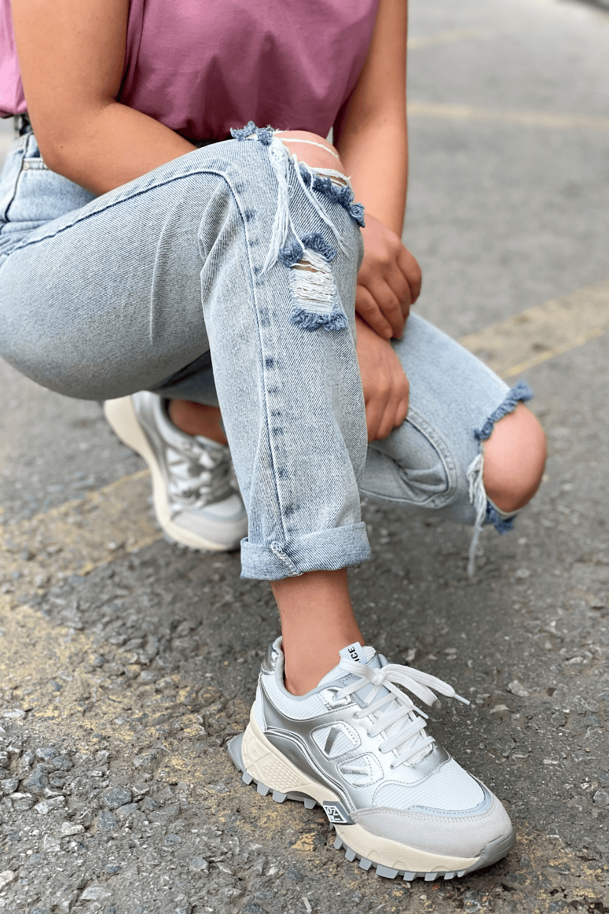 Nice Model Yeni Sezon Snekars Spor Ayakkabi Gumus - Still Durağı