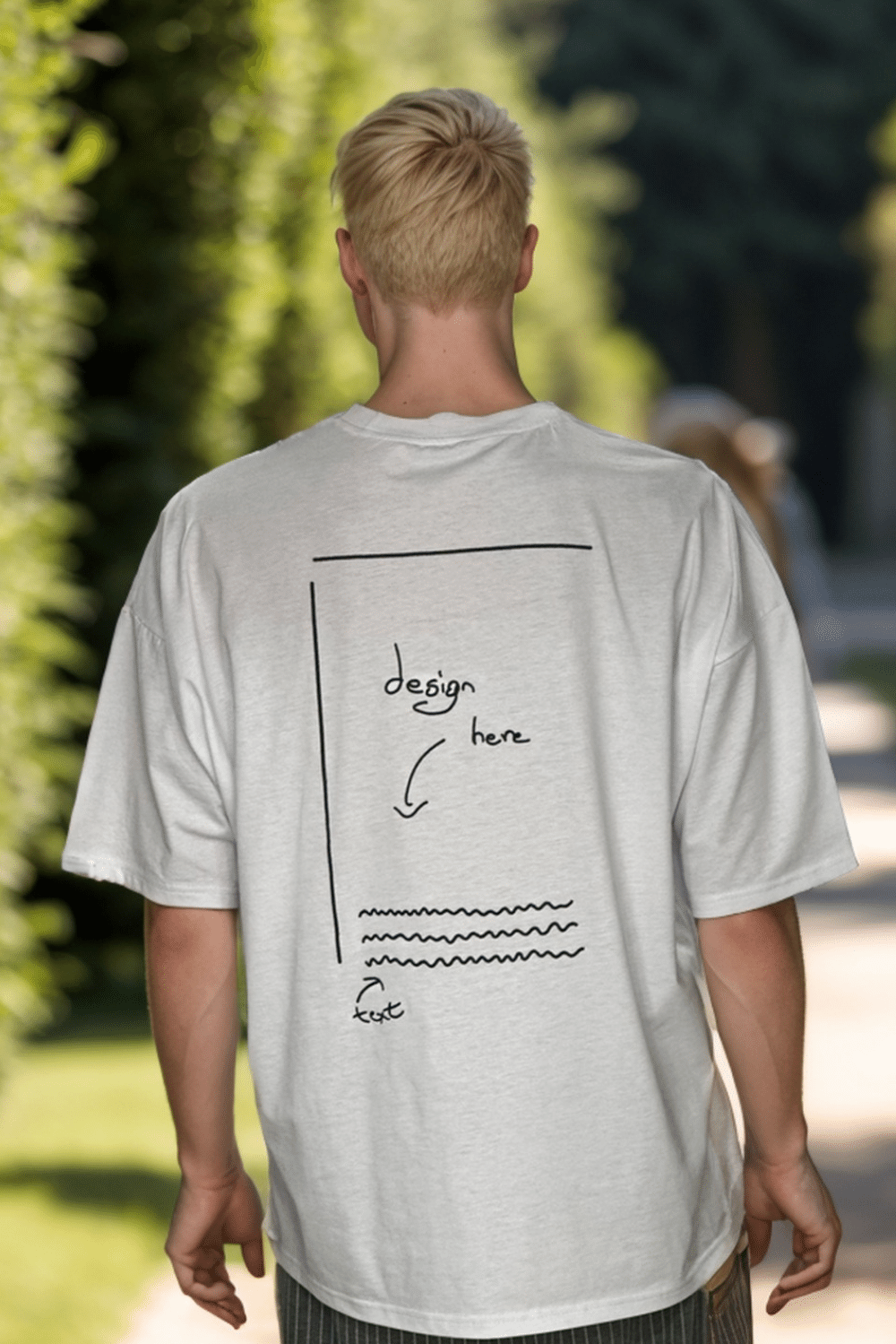 Erkek Design Here Oversize Beyaz T Shirt