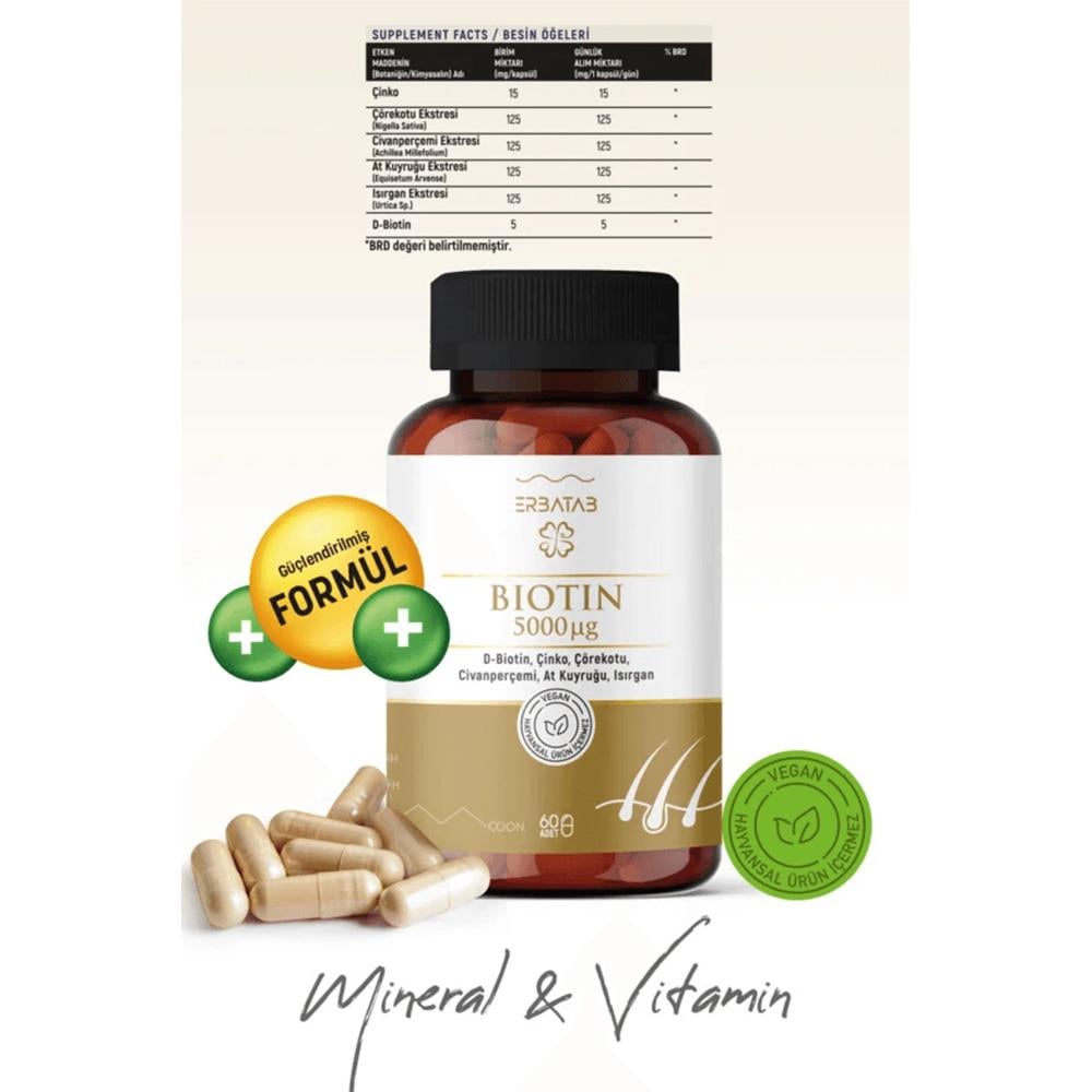 Erbatab Biotin 60 Kapsül | Vitamin Dolabı