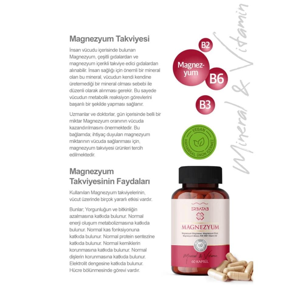 Erbatab Magnezyum 60 Kapsül | Vitamin Dolabı
