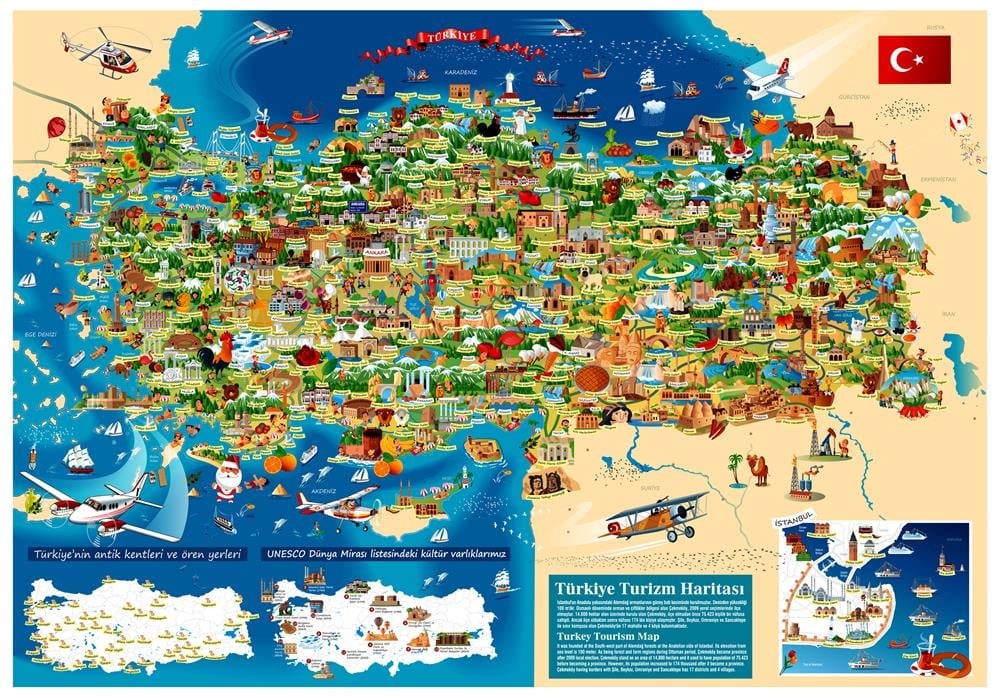 Türkiye Turistik Simgeler Haritası 2 Afiş Poster