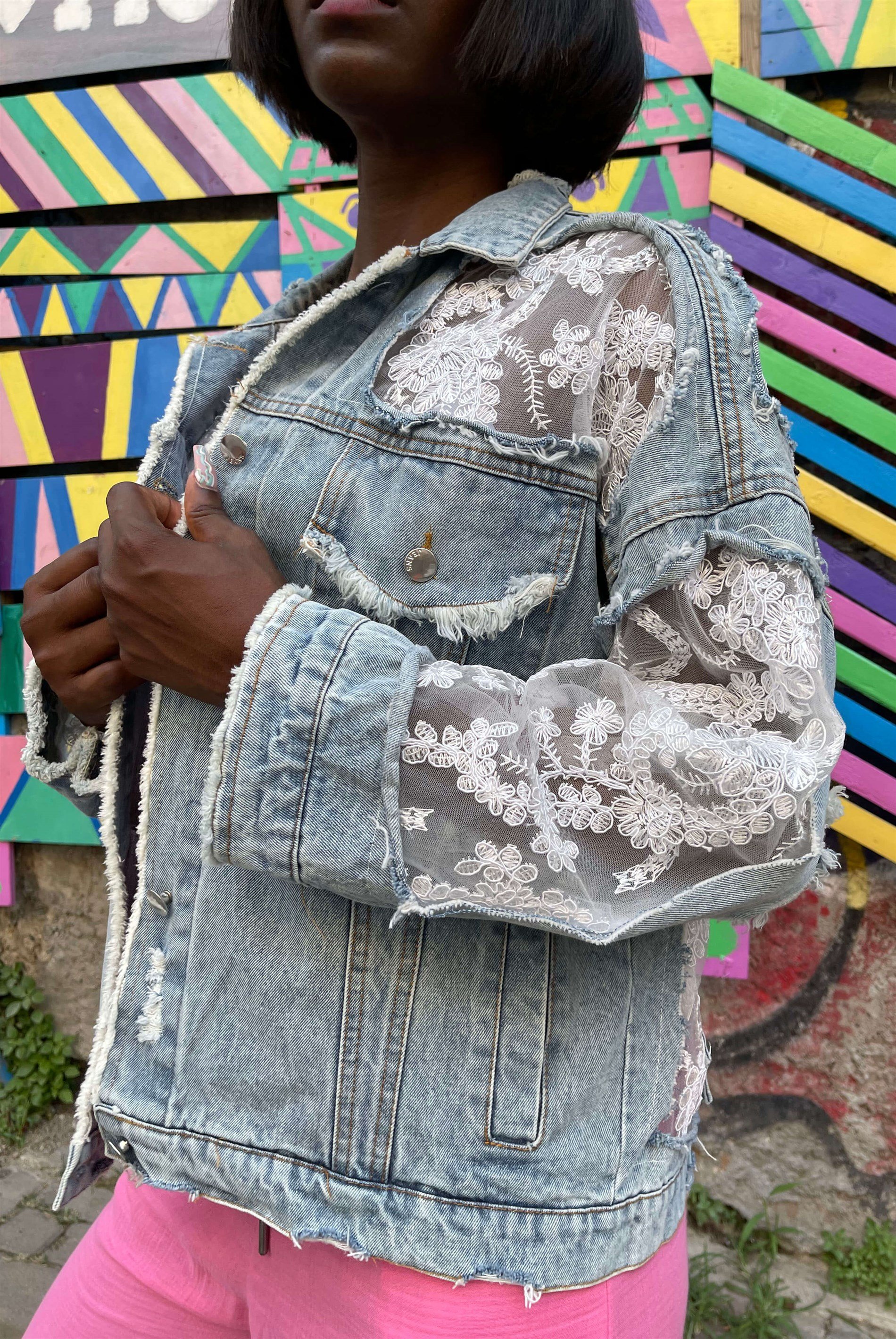 Denim and shop lace jacket