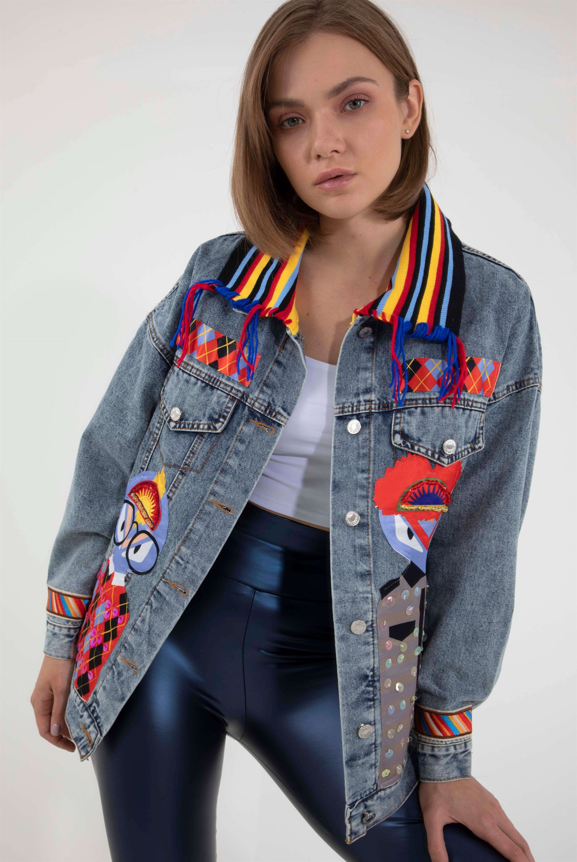 Women's Design Fendi Shine Denim Jacket