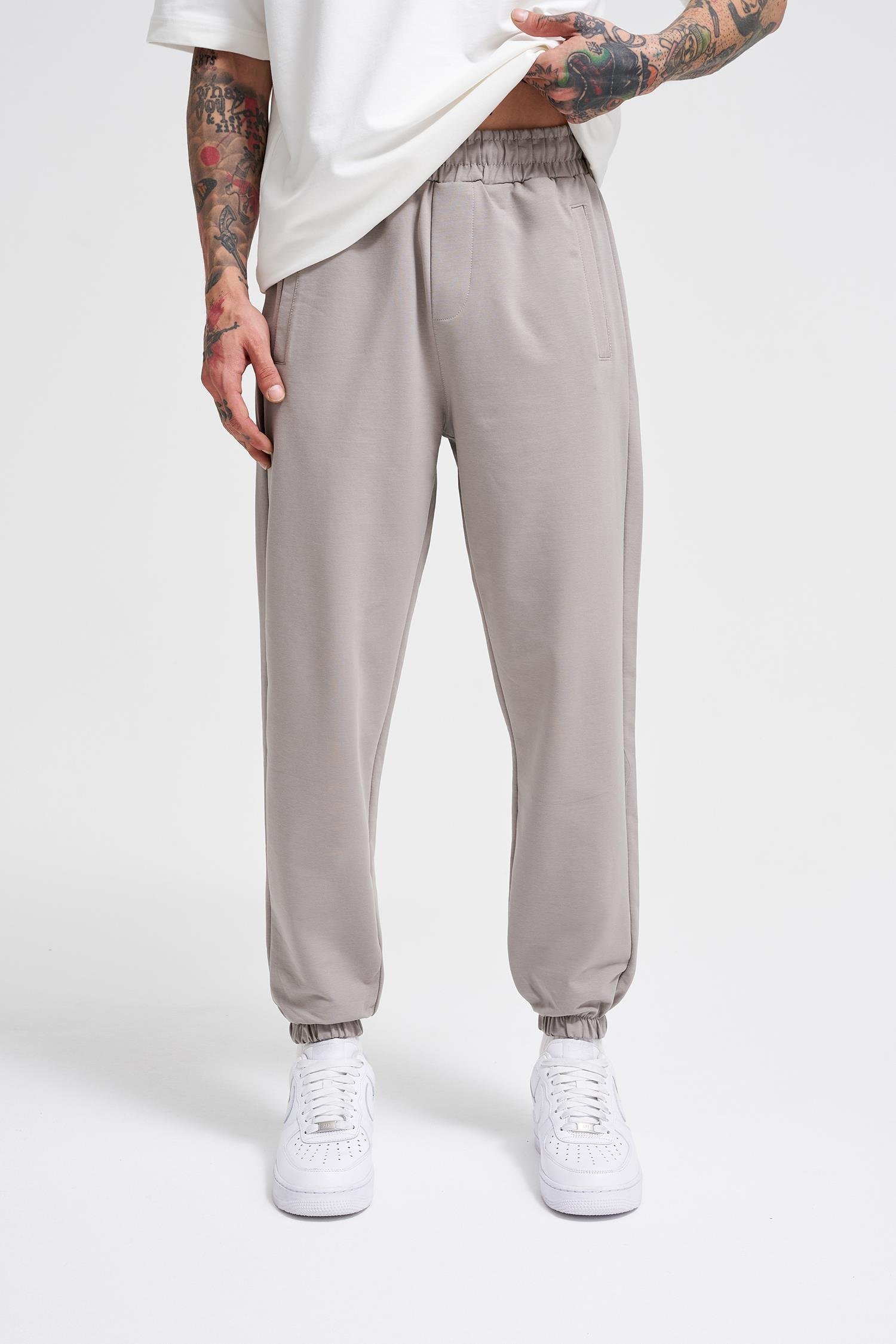 Basic Regular Bel Paça Lastikli 3 Cepli Jogger Eşofman Altı Ice Gri
