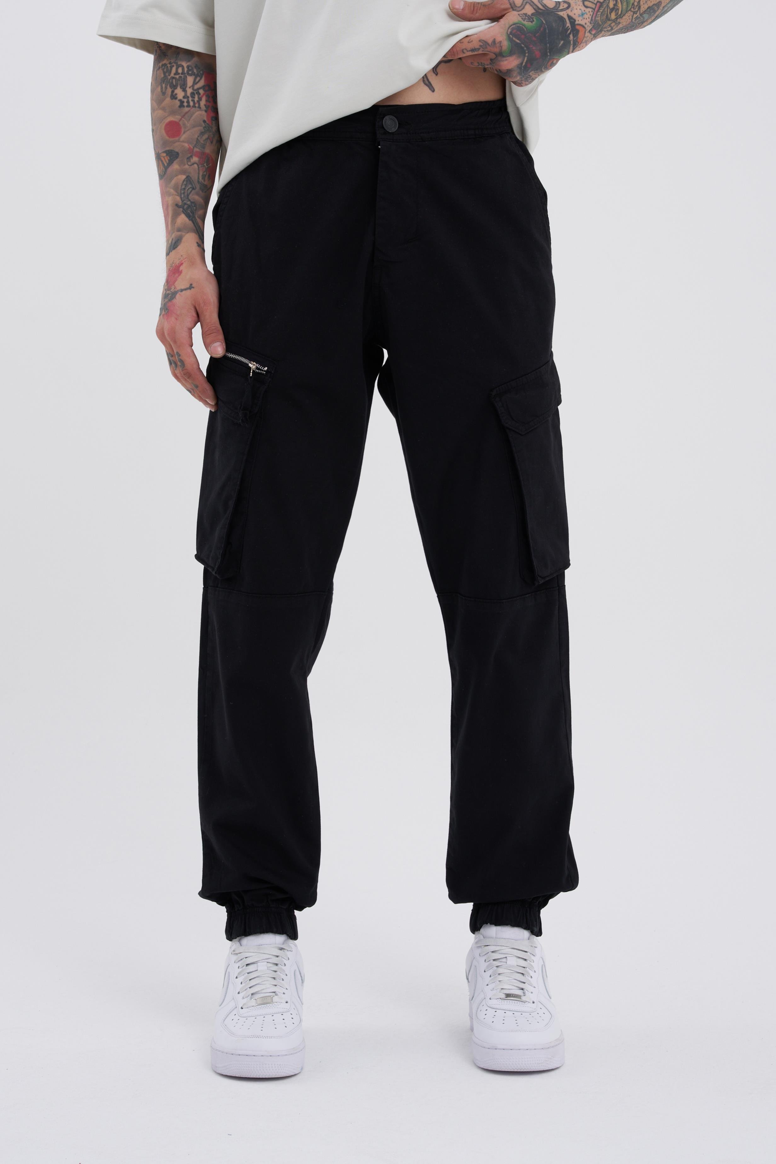 Erkek Kargo Cepli Jogger Siyah Jean