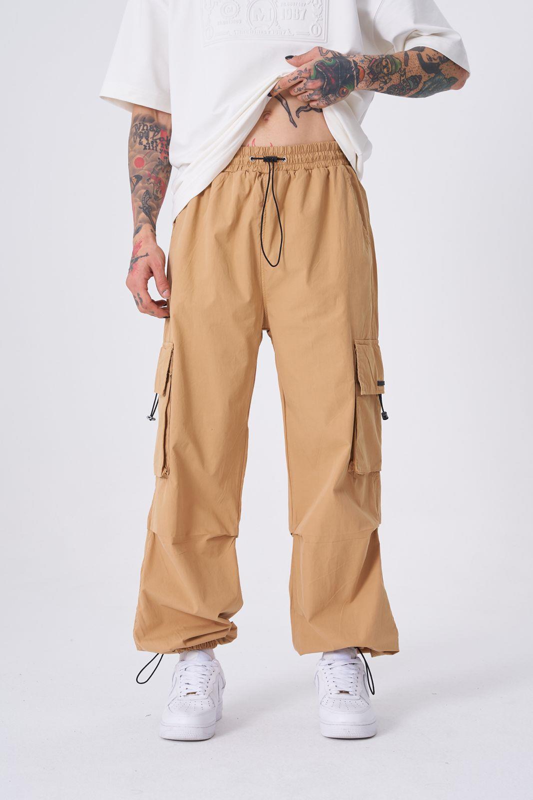 Erkek Parsüt Cepli Lastikli Camel Pantolon