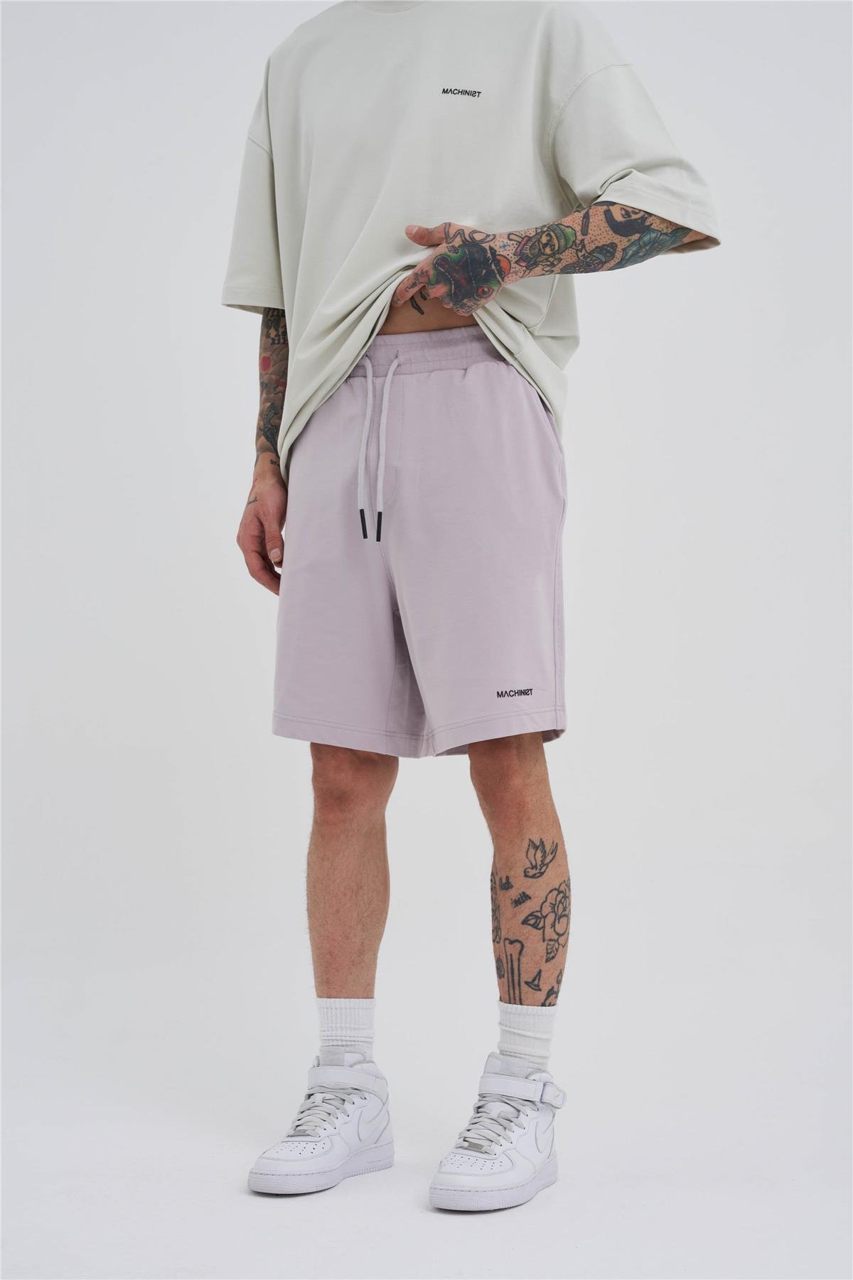 Erkek Basic Oversize Açık Gri Şort