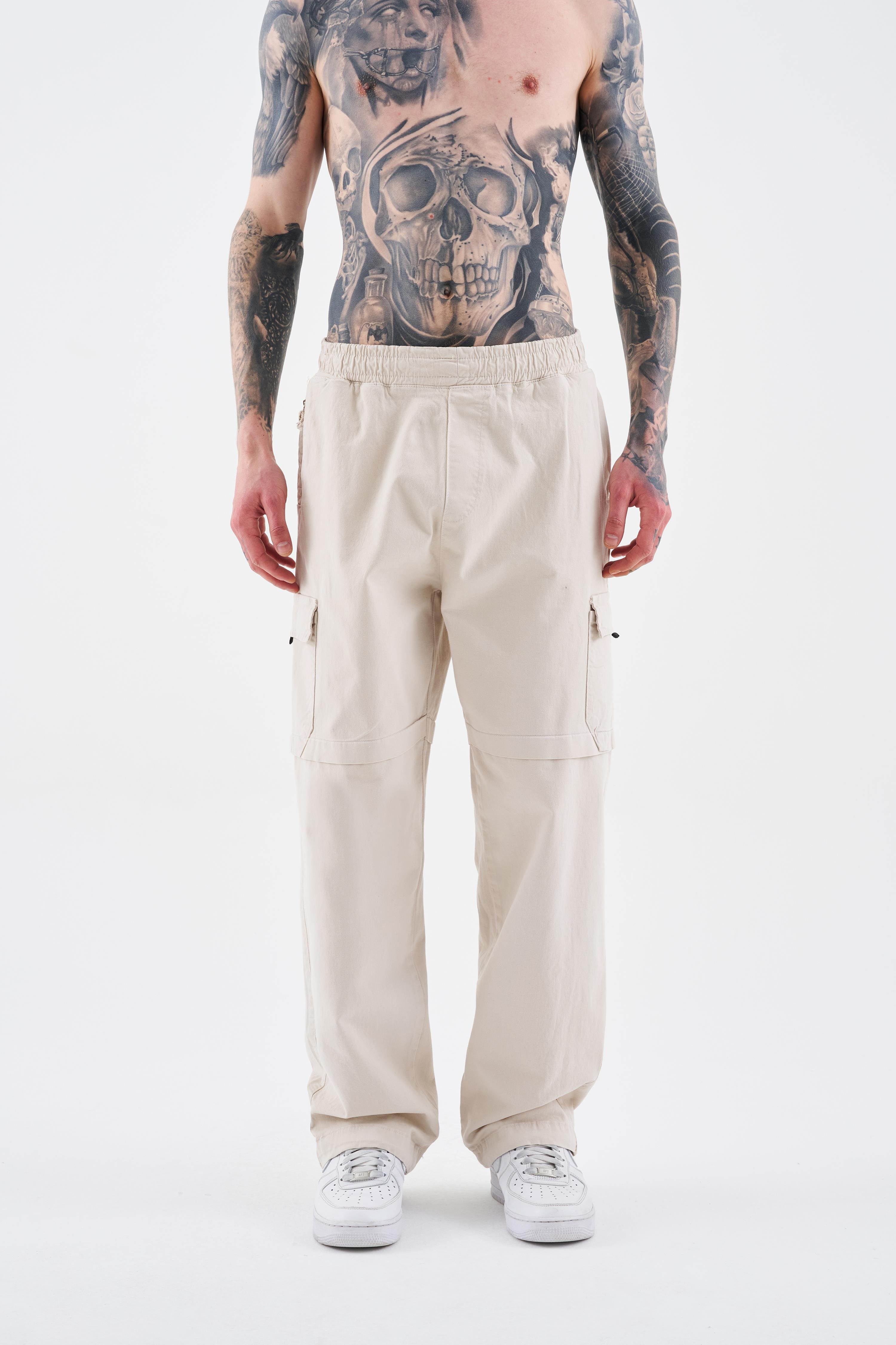 Erkek Denim Kargo Pantolon Stone