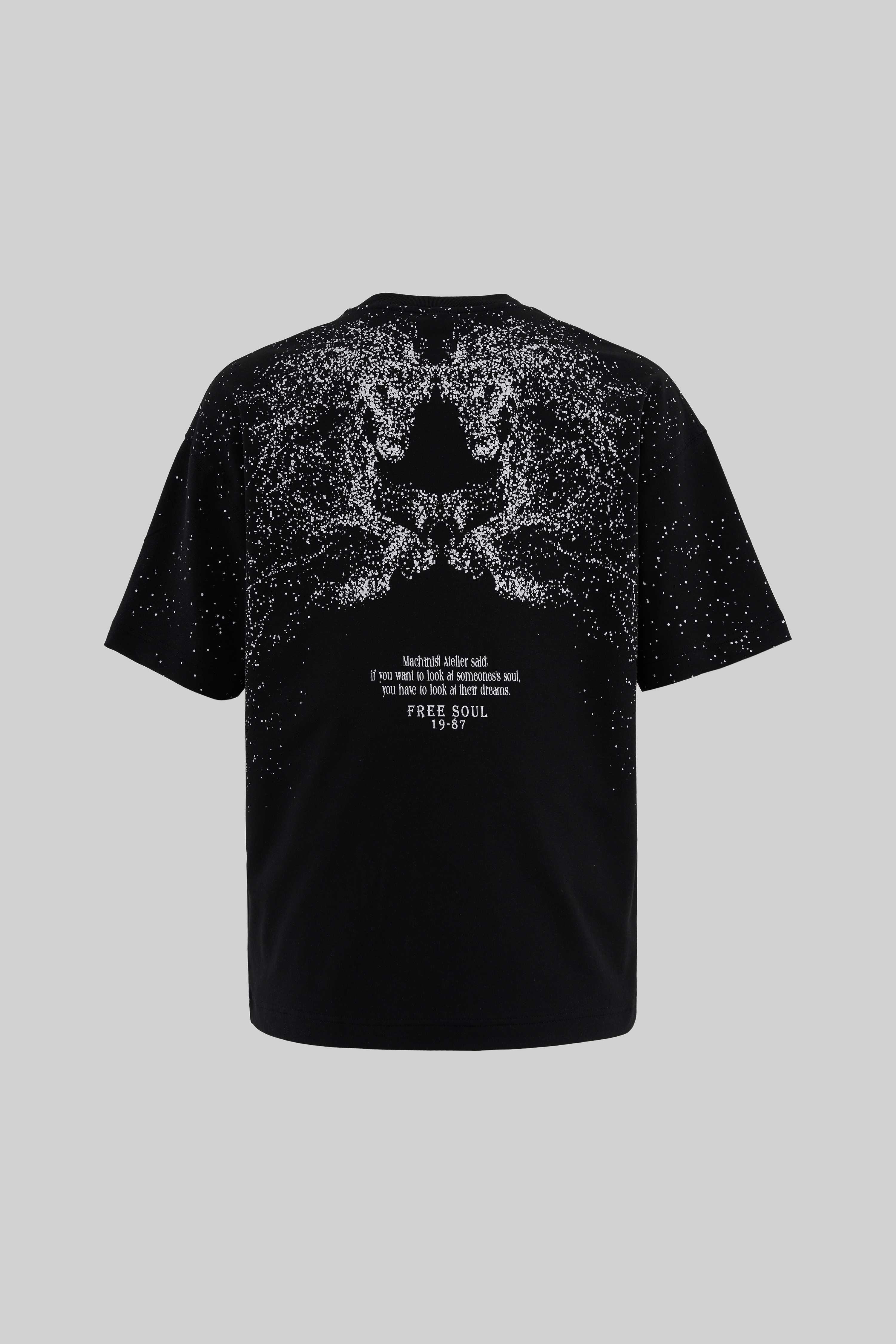 Erkek Free Soul Glowing Printed Oversize Siyah Tişört