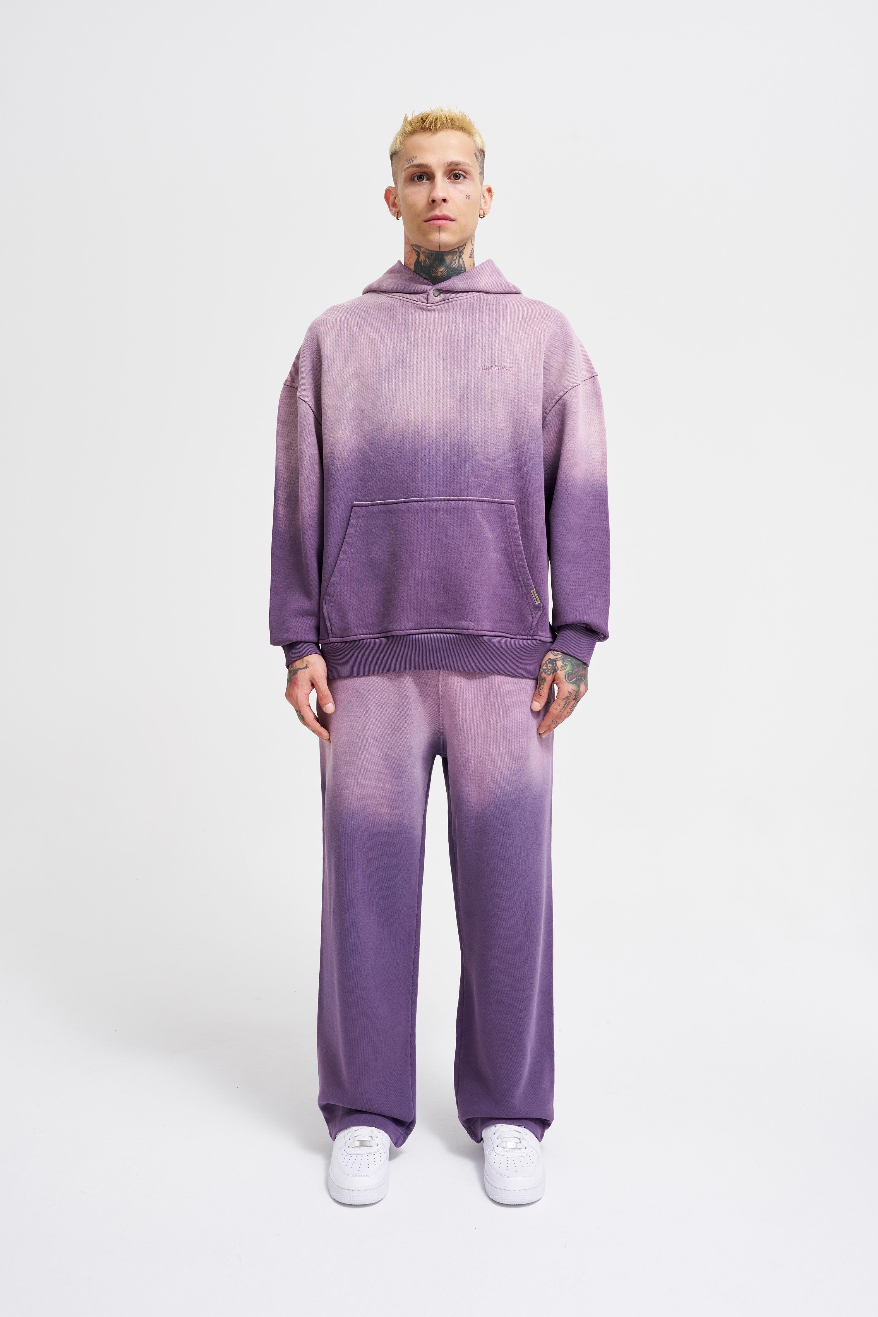 Erkek Gradient Yıkamalı Hoodie Purple
