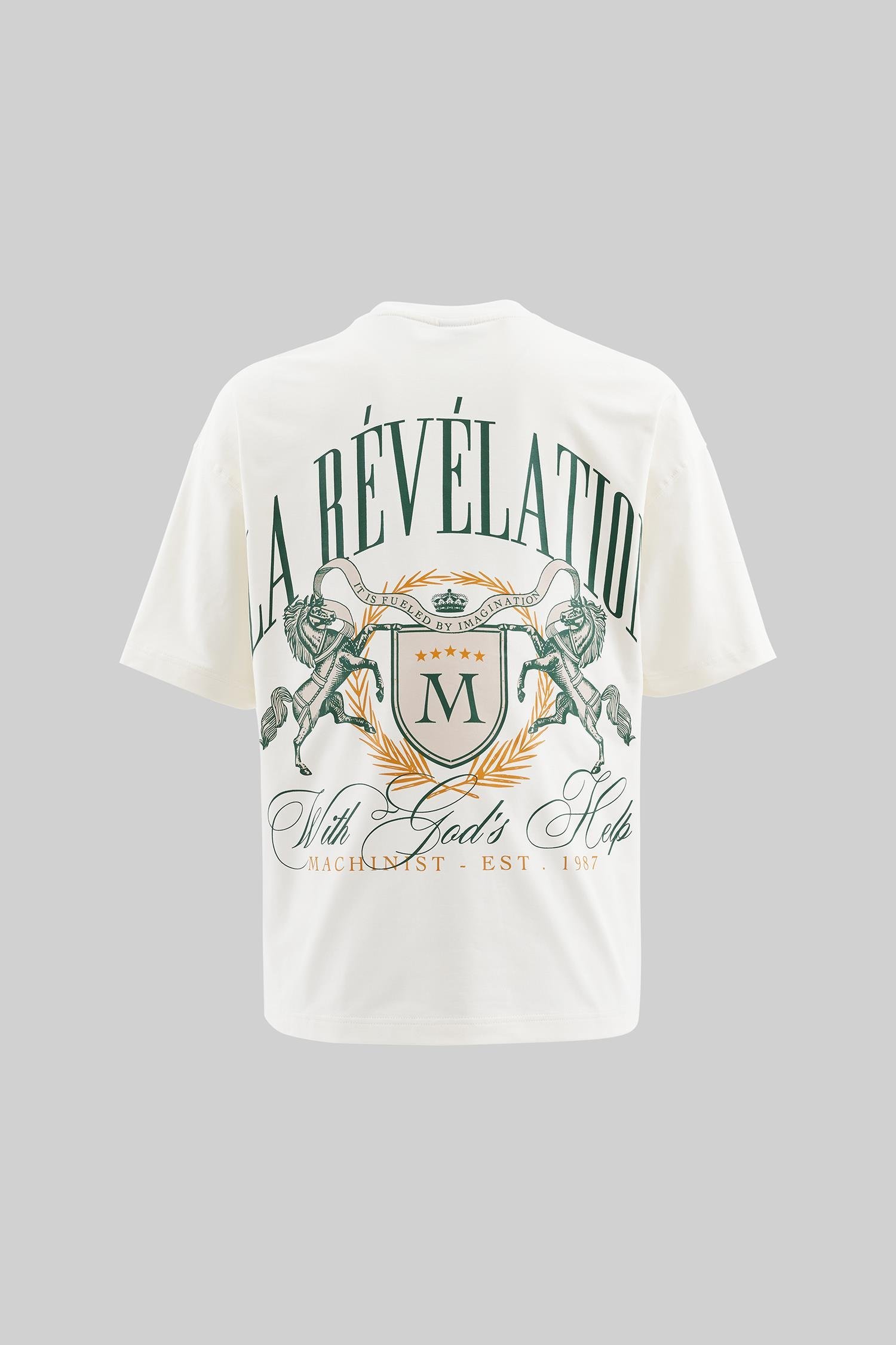 Erkek La Revelation Printed Oversize Ekru Tişört
