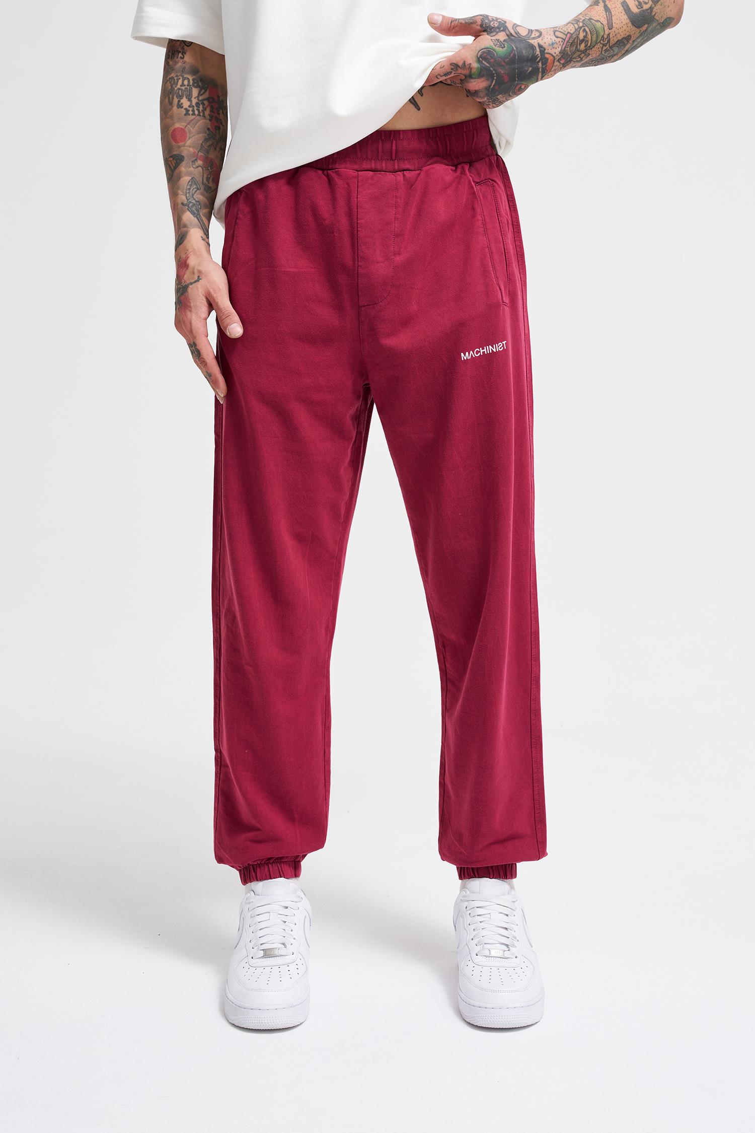 Erkek Luxury Basic Yıkamalı Jogger Kırmızı Eşofman Altı