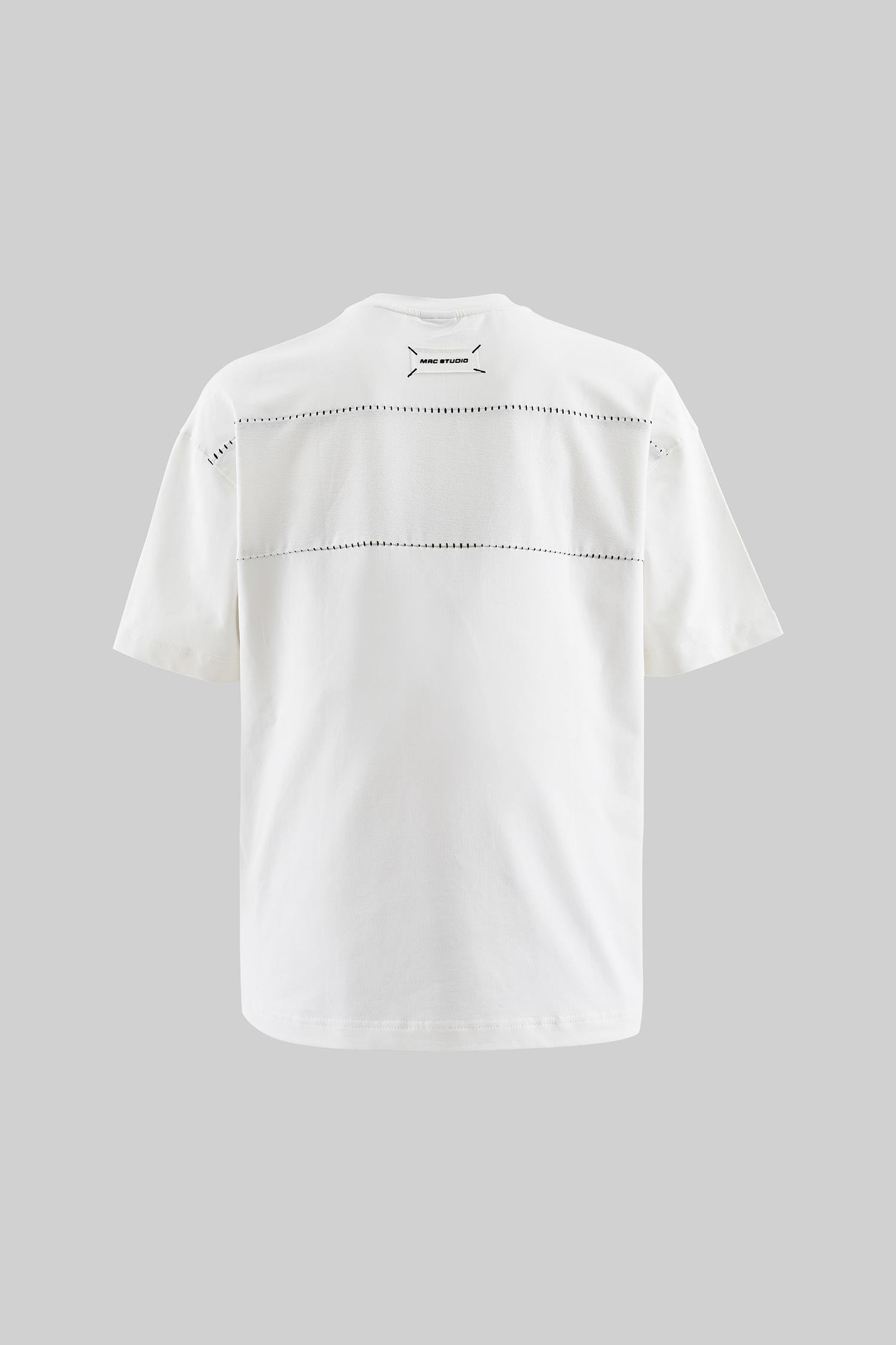 Erkek Patch And Stitch Details Oversize Ekru Tişört