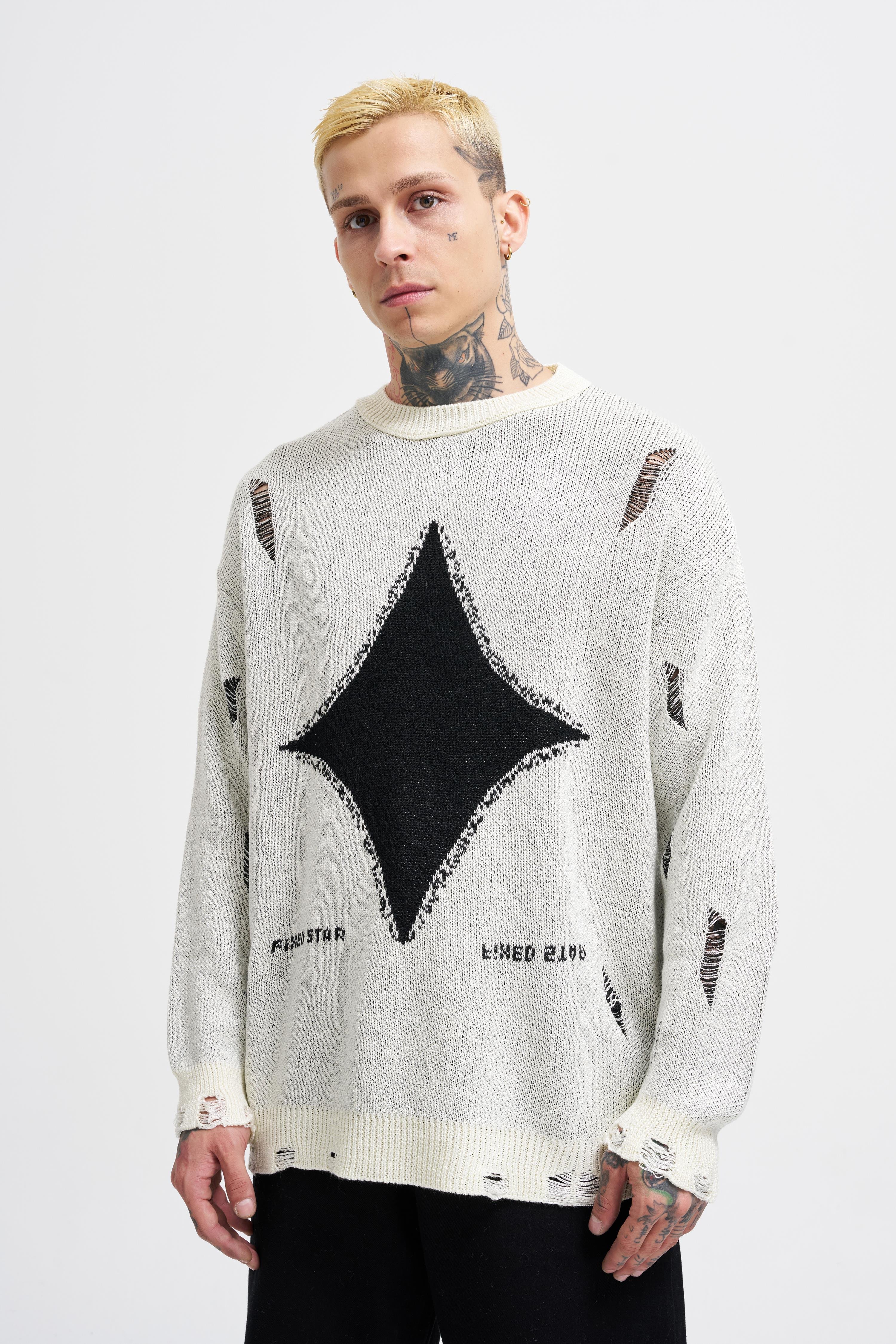 Erkek Patterned Ekru Kazak