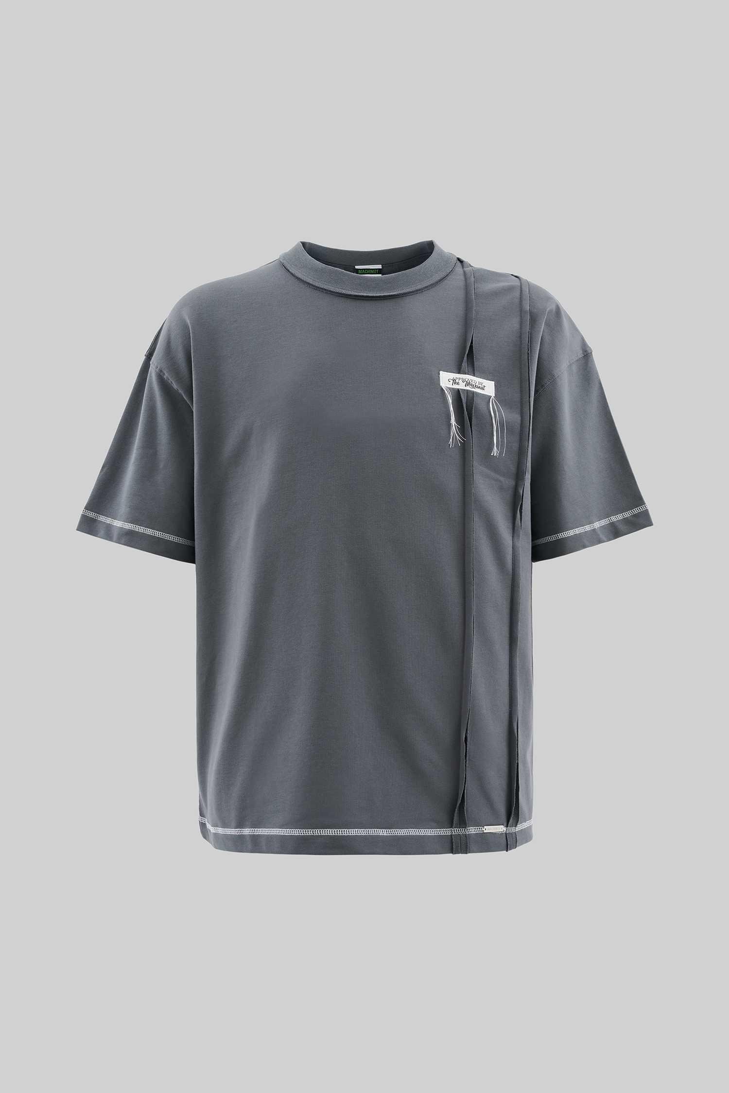 Erkek Stitch Detailed Split Oversize Smoked Tişört