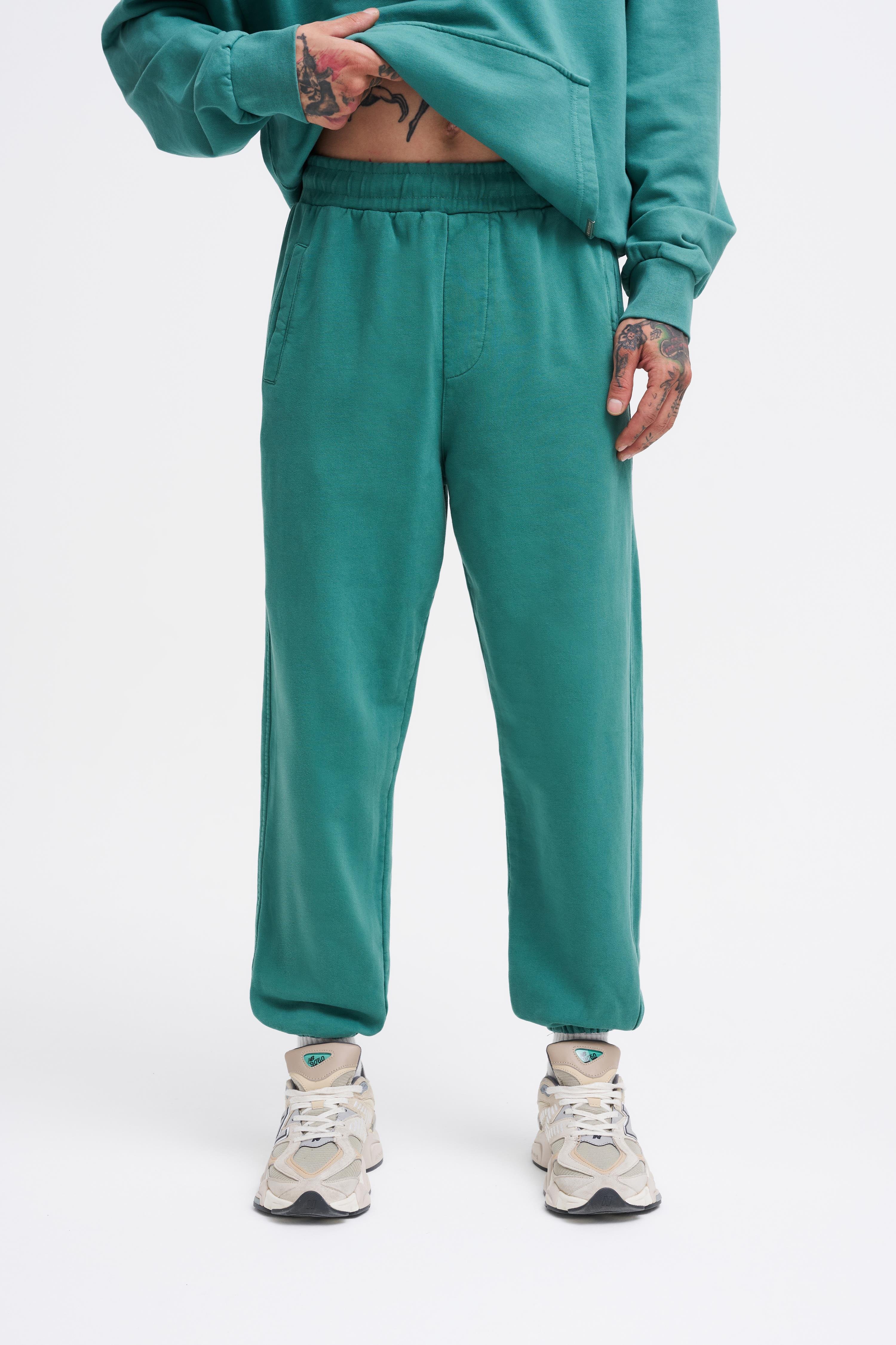 Erkek Yıkamalı Basic Jogger Petrol Yeşili Eşofman Altı