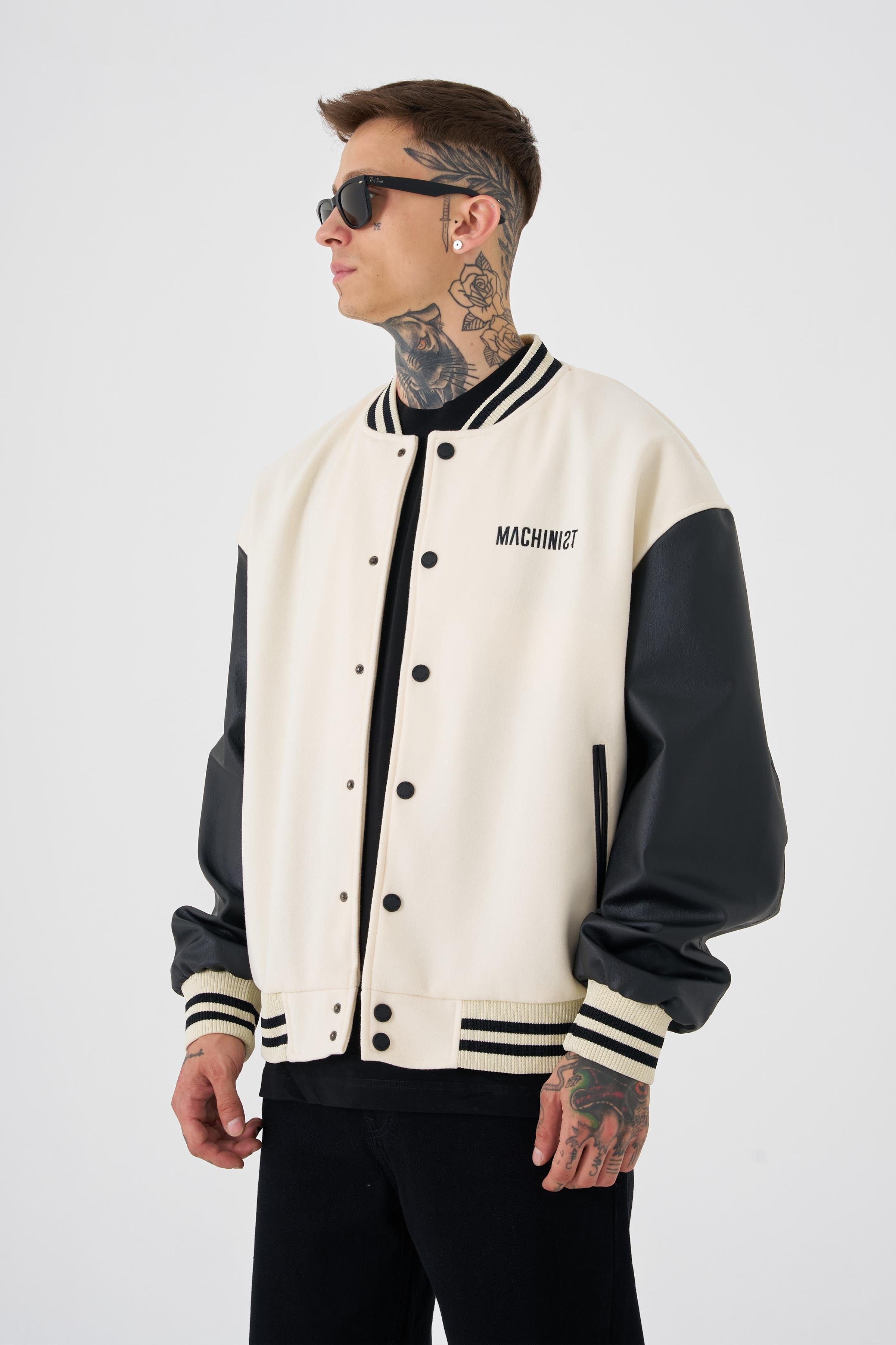 Erkek Deer Oversize Ekru Bomber Ceket
