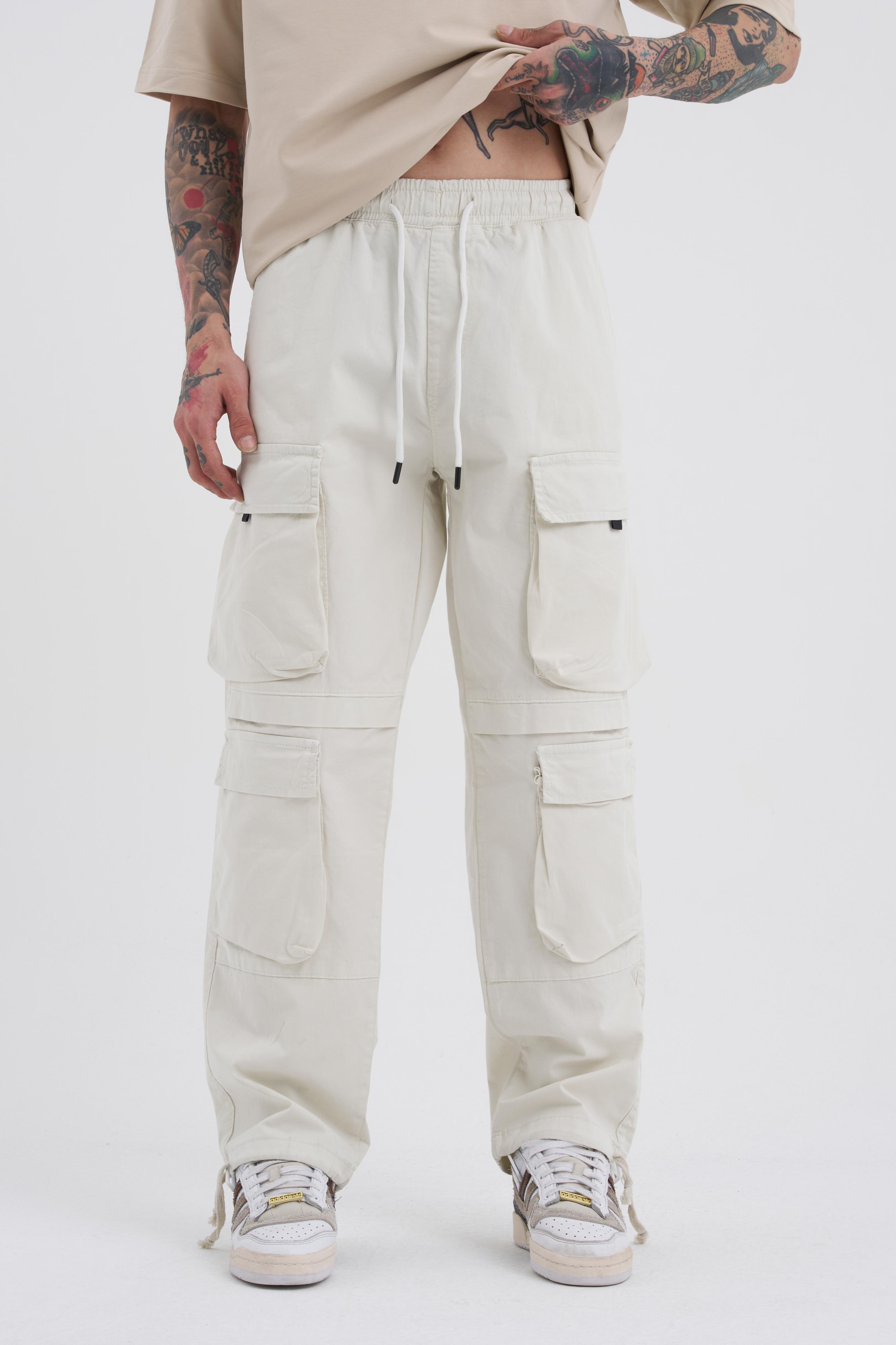 Erkek Baggy Kargo Cep Açık Taş Jean