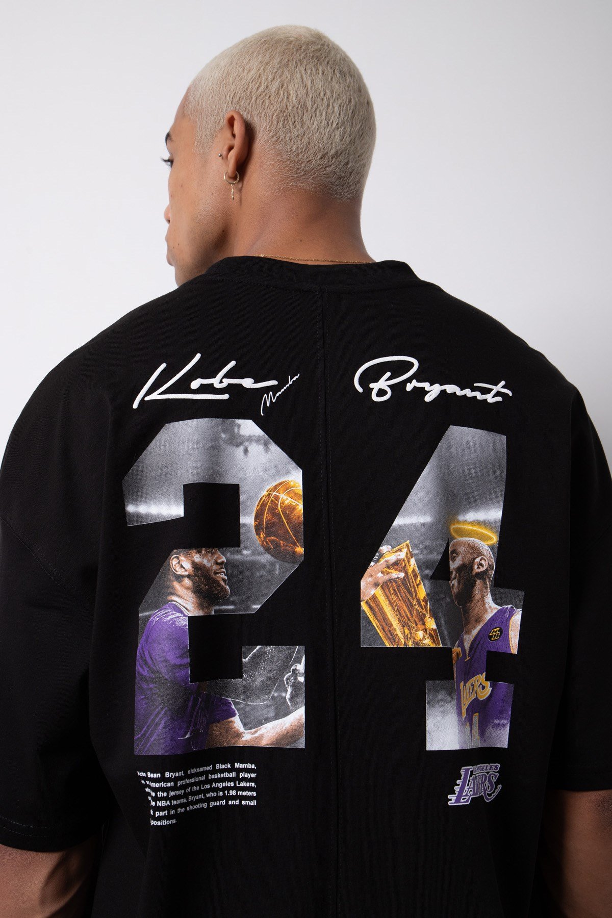 Oversize Kobe Bryant 24 Printed Cotton T-Shirt Black