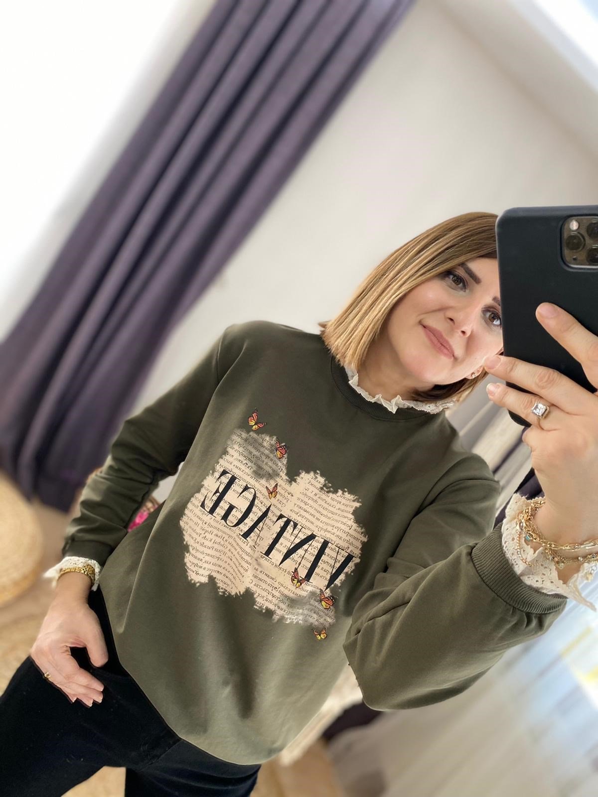 DANTEL DETAYLI VINTAGE SWEAT