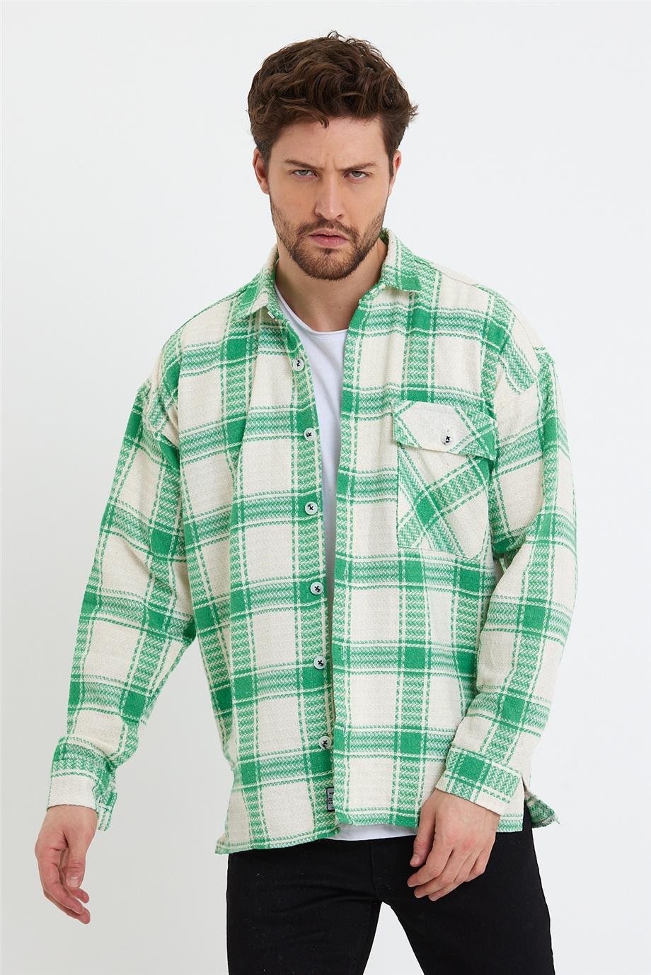 Erkek Gömlek OVER19 - Yeşil - Kareli Oduncu Gömlek