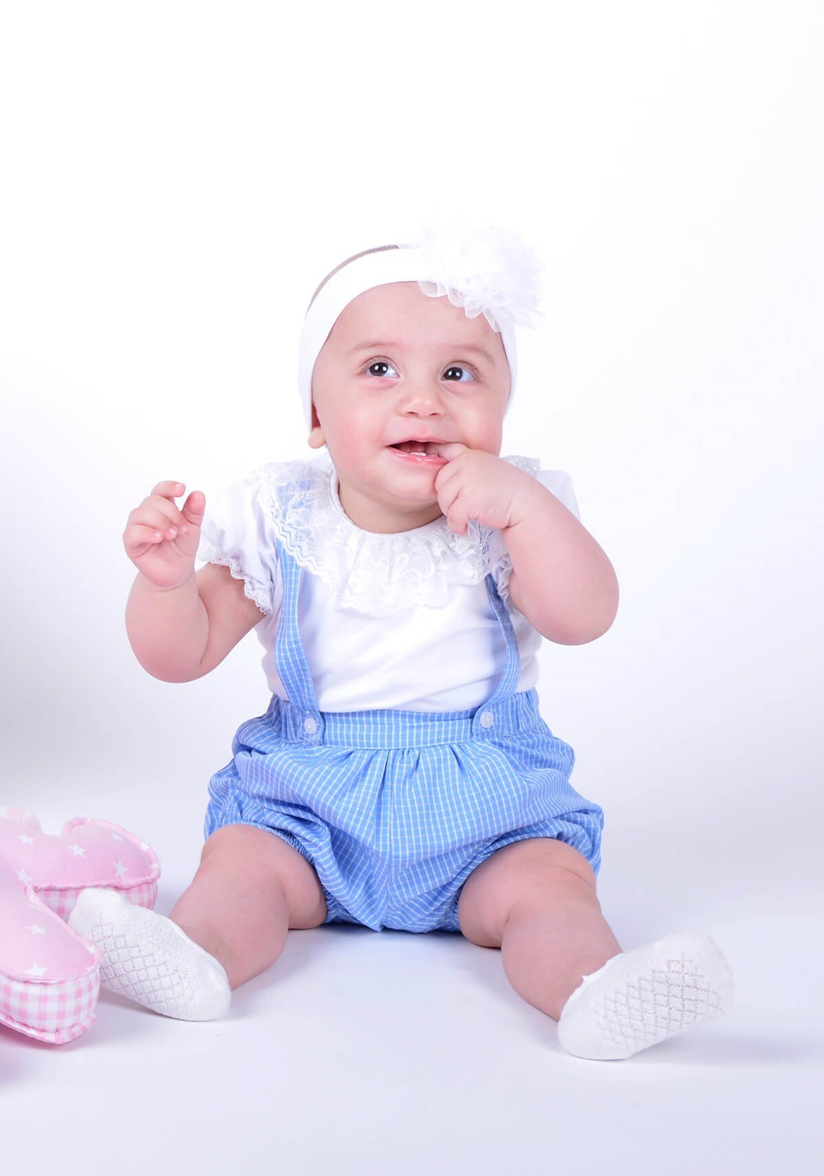 Kız Bebek Askılı Salopet Dantelli Zıbın Takım BEBE MAVİ755562T