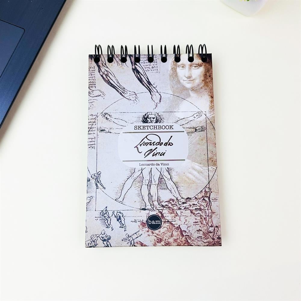 Leonardo Da Vinci Tasarımlı 17x12Cm Siyah Yaprak Sketch Book