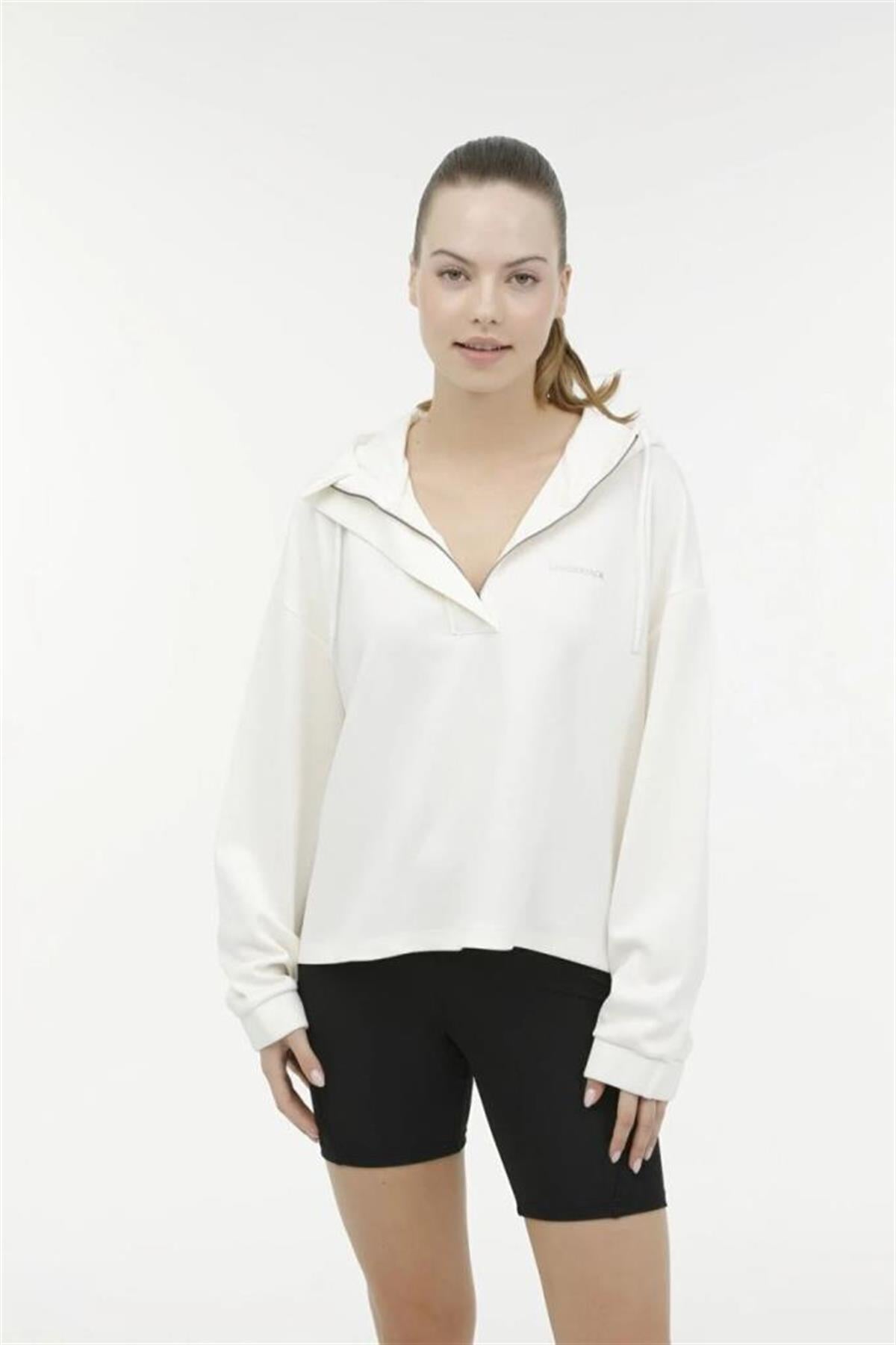 Lumberjack Wl Camila 3fx Ekru Kadın Sweatshirt Kapüşonlu 17CT694