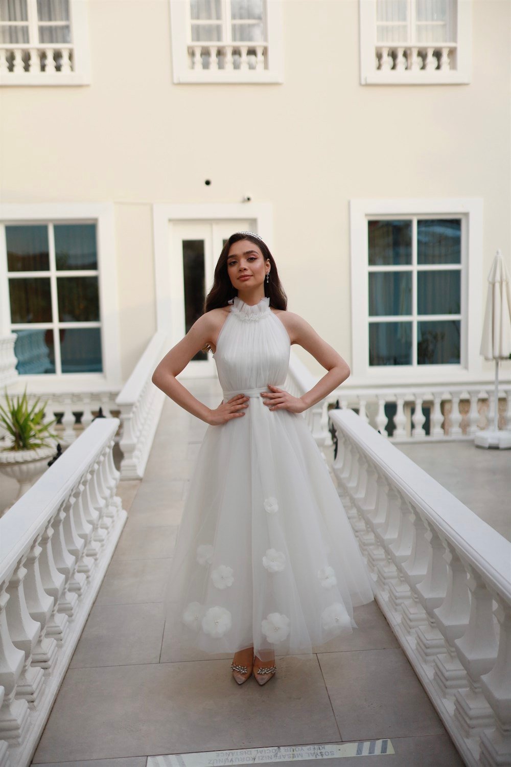 TheElsa | GİYİM | TAKI | Rose Beyaz Özel Tasarım Tül Abiye Nikah Elbisesi
