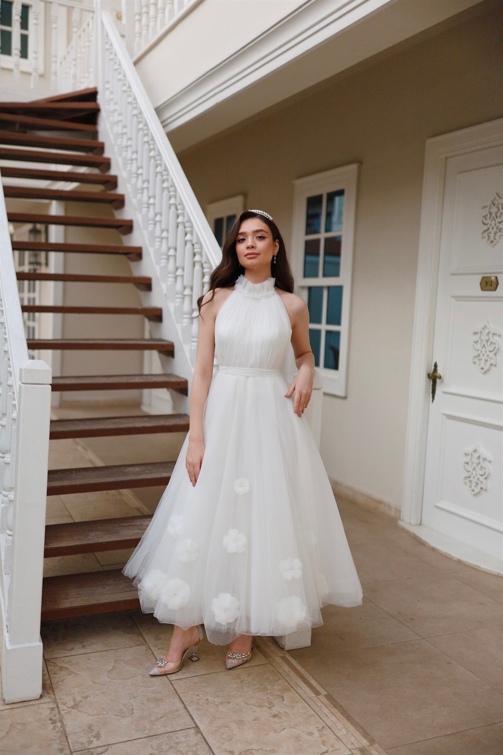 TheElsa | Kişiye Özel Üretim Abiye Elbiseler | Rose Beyaz Özel Tasarım Tül  Abiye Nikah Elbisesi
