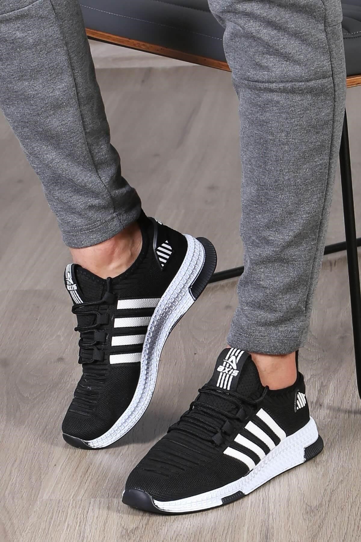 Elegante Siyah Beyaz Erkek Spor Ayakkabı - Morenica
