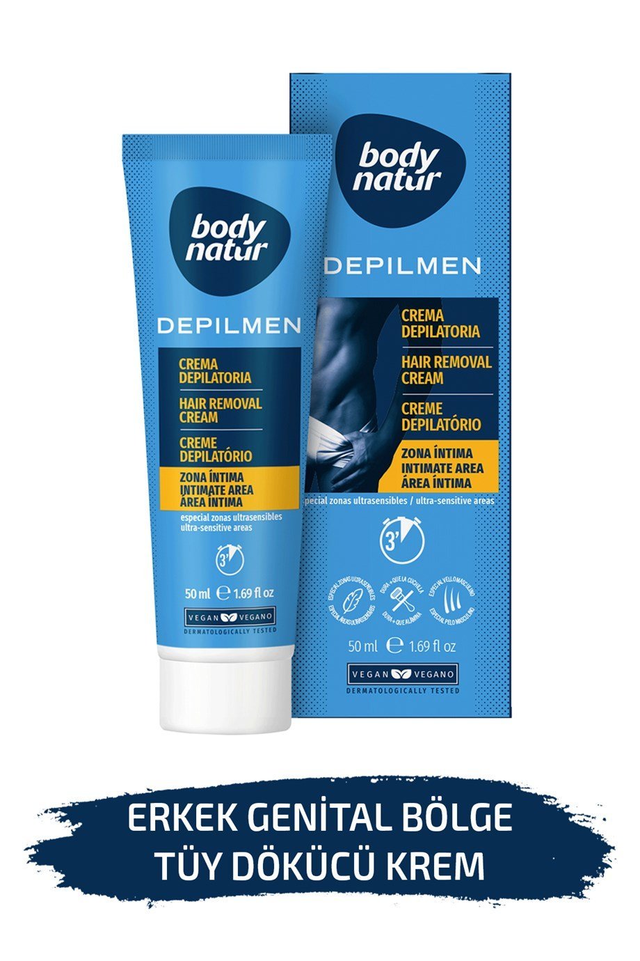 Body Natur Erkekler İçin Genital Bölge Tüy Dökücü Krem – Hair Removal Cream  50ml