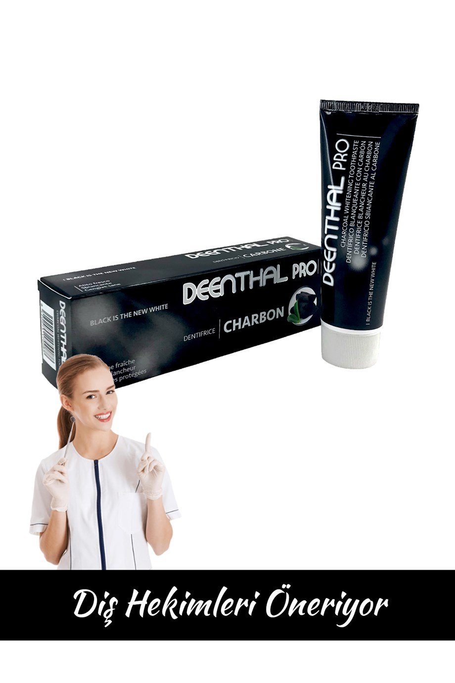 Deenthal Pro 3 Adet Aktif Kömür Diş Macunu Maksimum Beyazlatıcı Karbon  Charcoal Toothpaste 75 ml