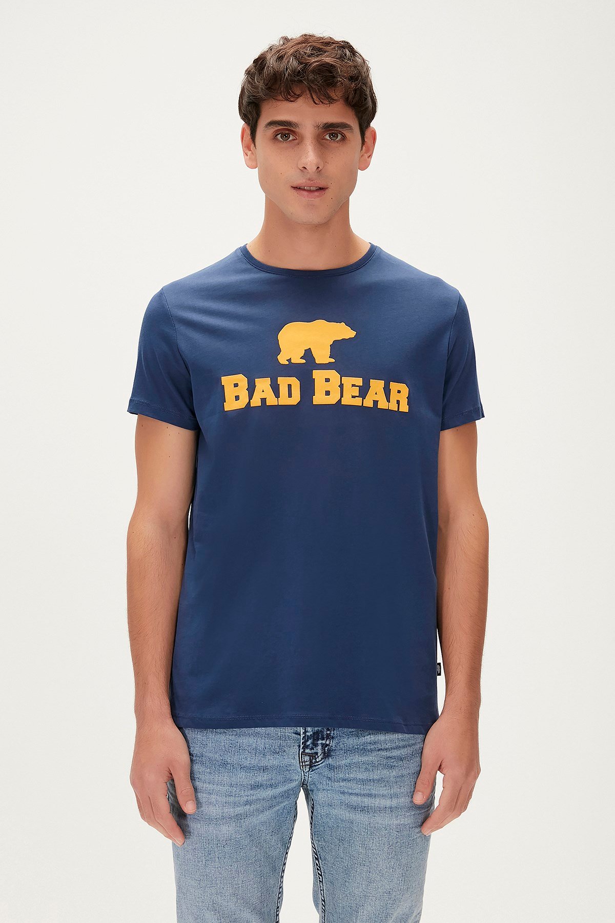 Bear Tee T-Shirt Mavi Logo Baskılı Erkek Tişört | BAD BEAR