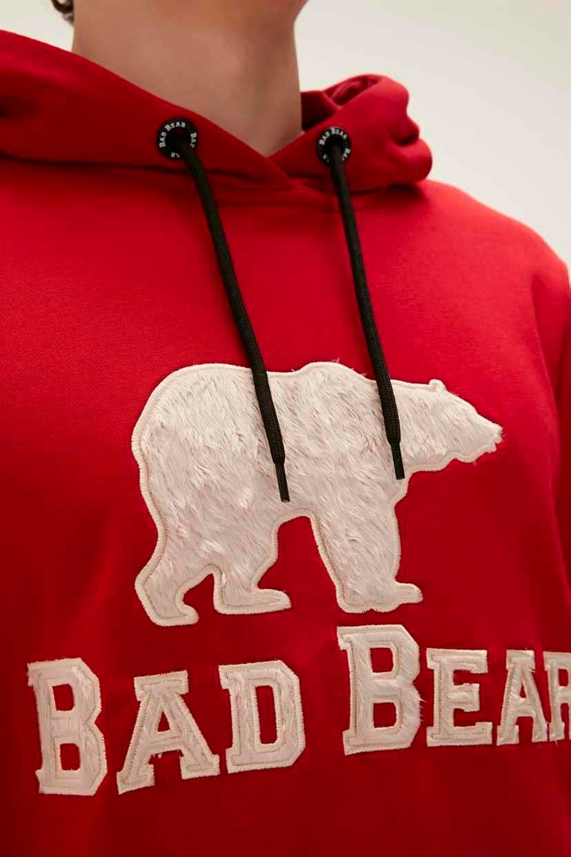 Brand Hoodie Crimson Kırmızı Baskılı Sweatshirt | BAD BEAR
