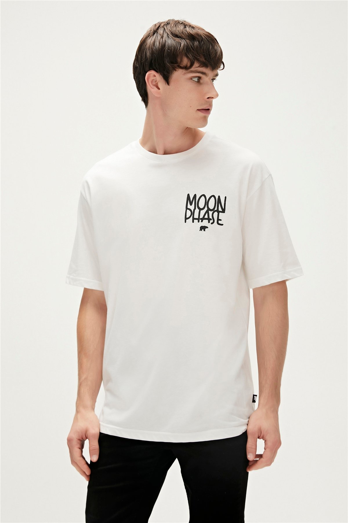 Moon Phase T-Shirt Beyaz Baskılı Erkek Tişört | BAD BEAR