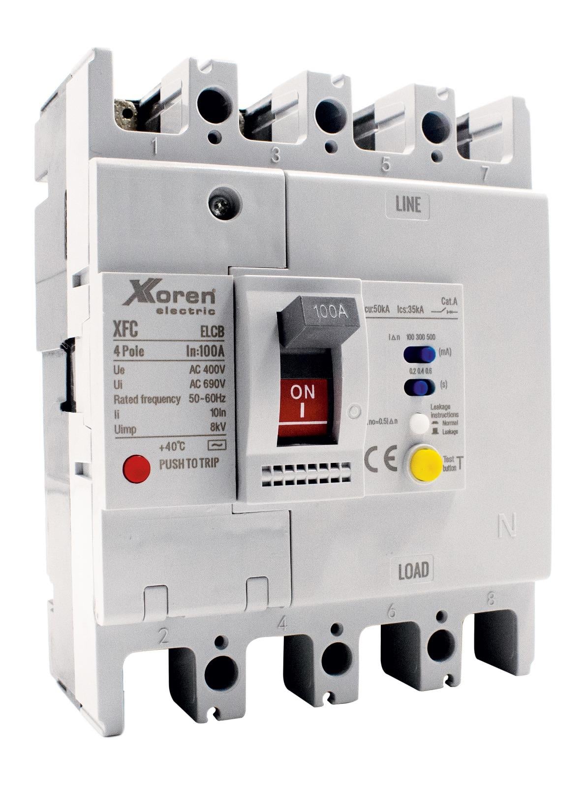 XKOREN 4X160A 35KA Kaçak Akım Korumalı Kompakt Şalter | XFC-250-4P