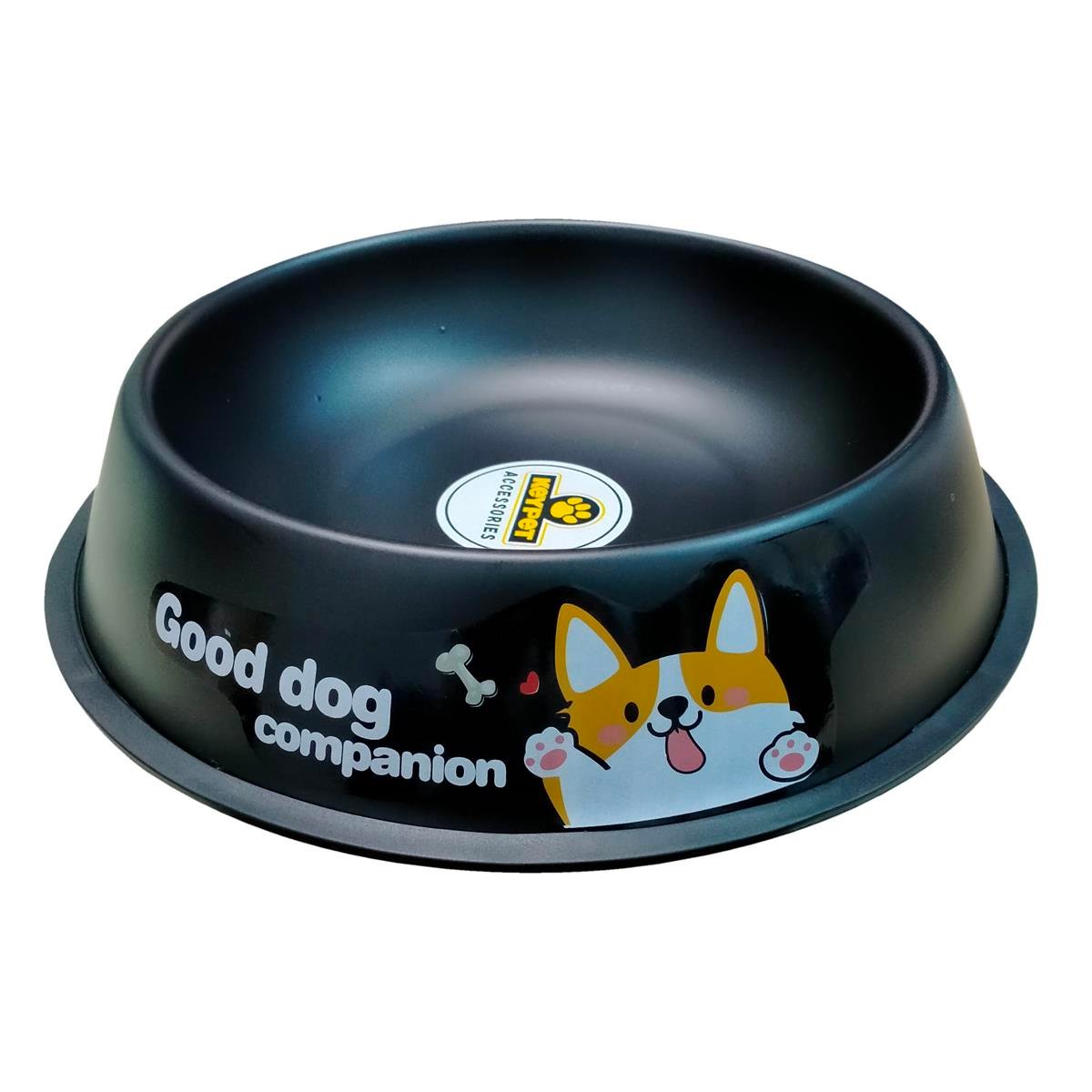 Keypet Renkli Çelik Köpek Mama Kabı 23 cm (Siyah) | ZooPet