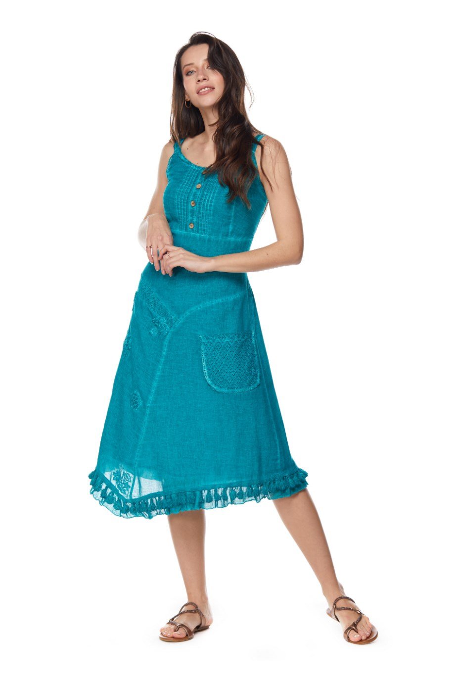 nile green dress Meg Halter Tassel Maxi Dress / Emerald | MESHKI main image 0