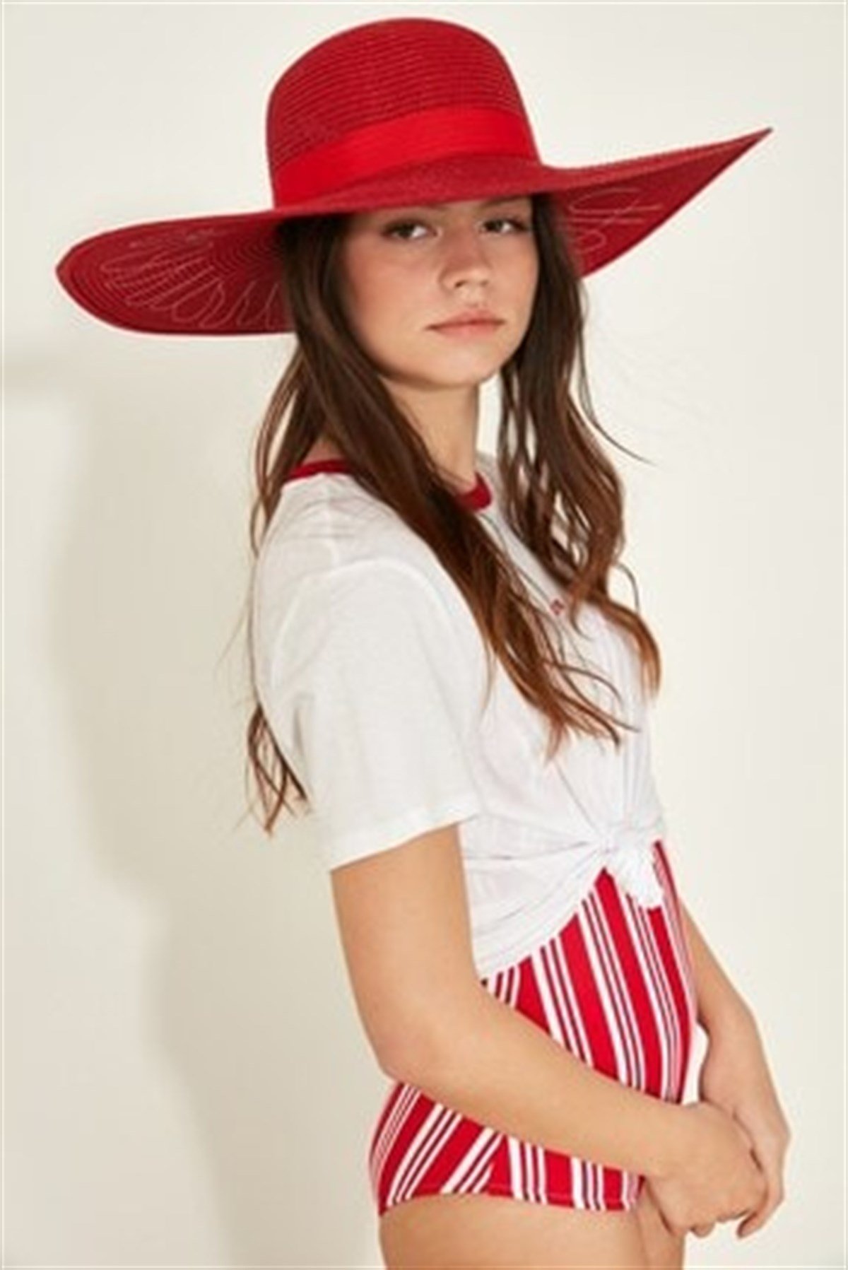 Bayan Kırmızı Hasır Şapka | %50 ye varan indirimler - cansoy