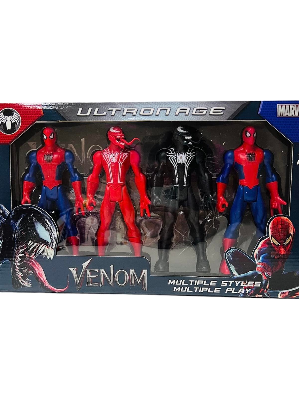 Süper Kahramanlar Işıklı Örümcek Adam Venom 4'lü Figür Oyuncak - Kaptan  Oyuncak