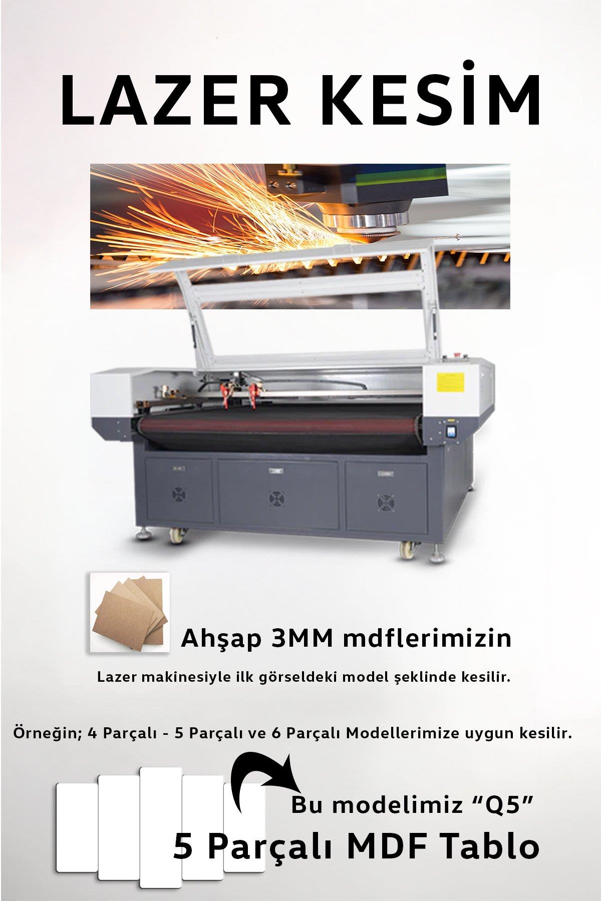 Dağ, Ağaç, Doğa, Soyut Tema - 5 Parçalı Tablo