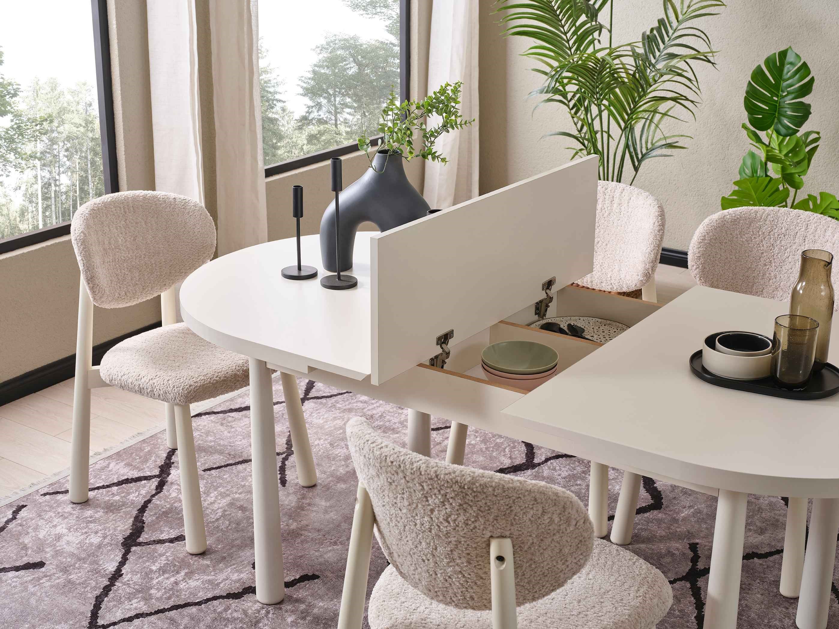 Evissa Parıltı modern yemek odası takımı
